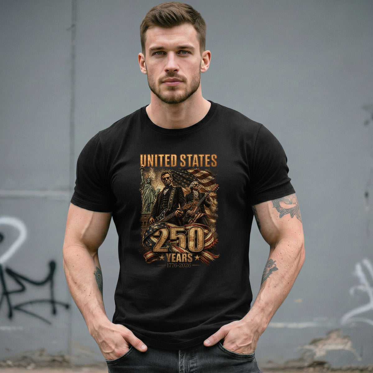 Patriotic 1776-2026 Presidents T Shirt - Lincoln Washington Graphic Unisex Top Item - Rust Field Wear