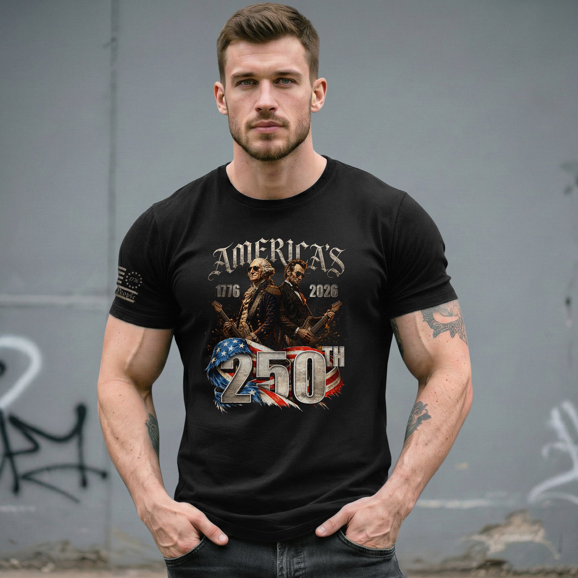 Washington Lincoln Guitar T-Shirt 1776-2026 Historical Patriotic Graphic Tee Anniversary Gift - Rust Field Wear