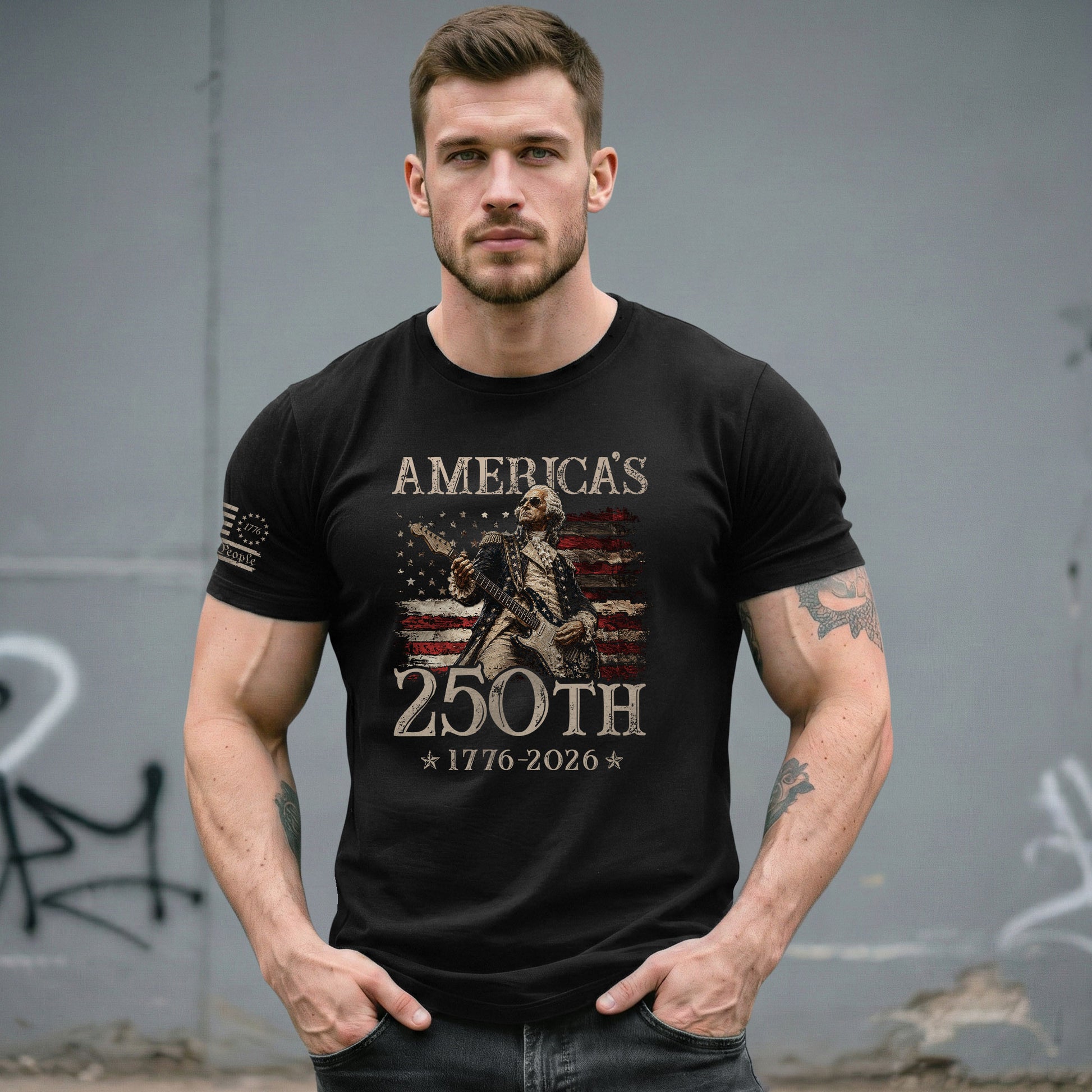 Iconic George Washington Guitar Shirt 1776-2026 Patriotic Graphic Tee Heritage Apparel Gift - Rust Field Wear
