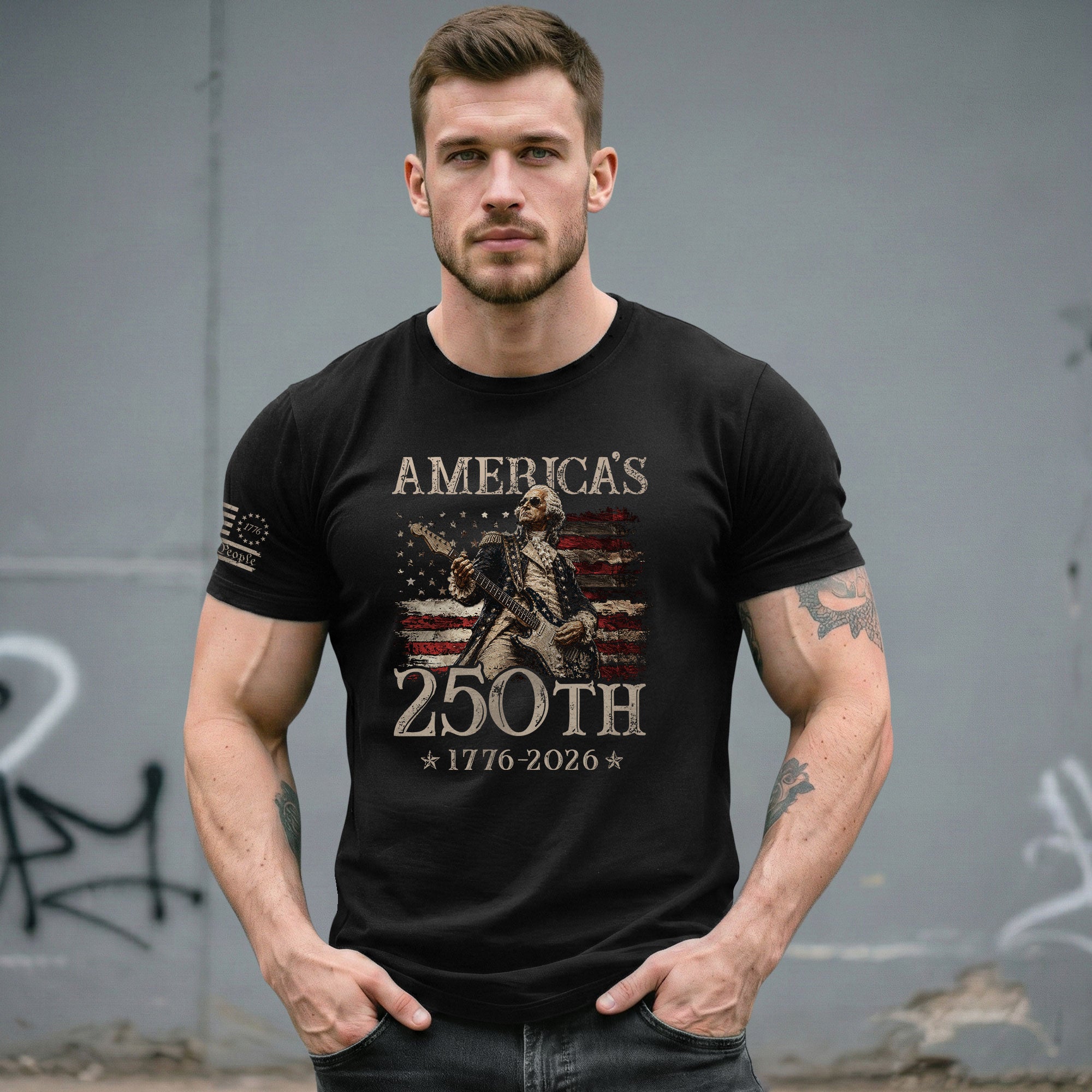 Iconic George Washington Guitar Shirt 1776-2026 Patriotic Graphic Tee Heritage Apparel Gift - Rust Field Wear