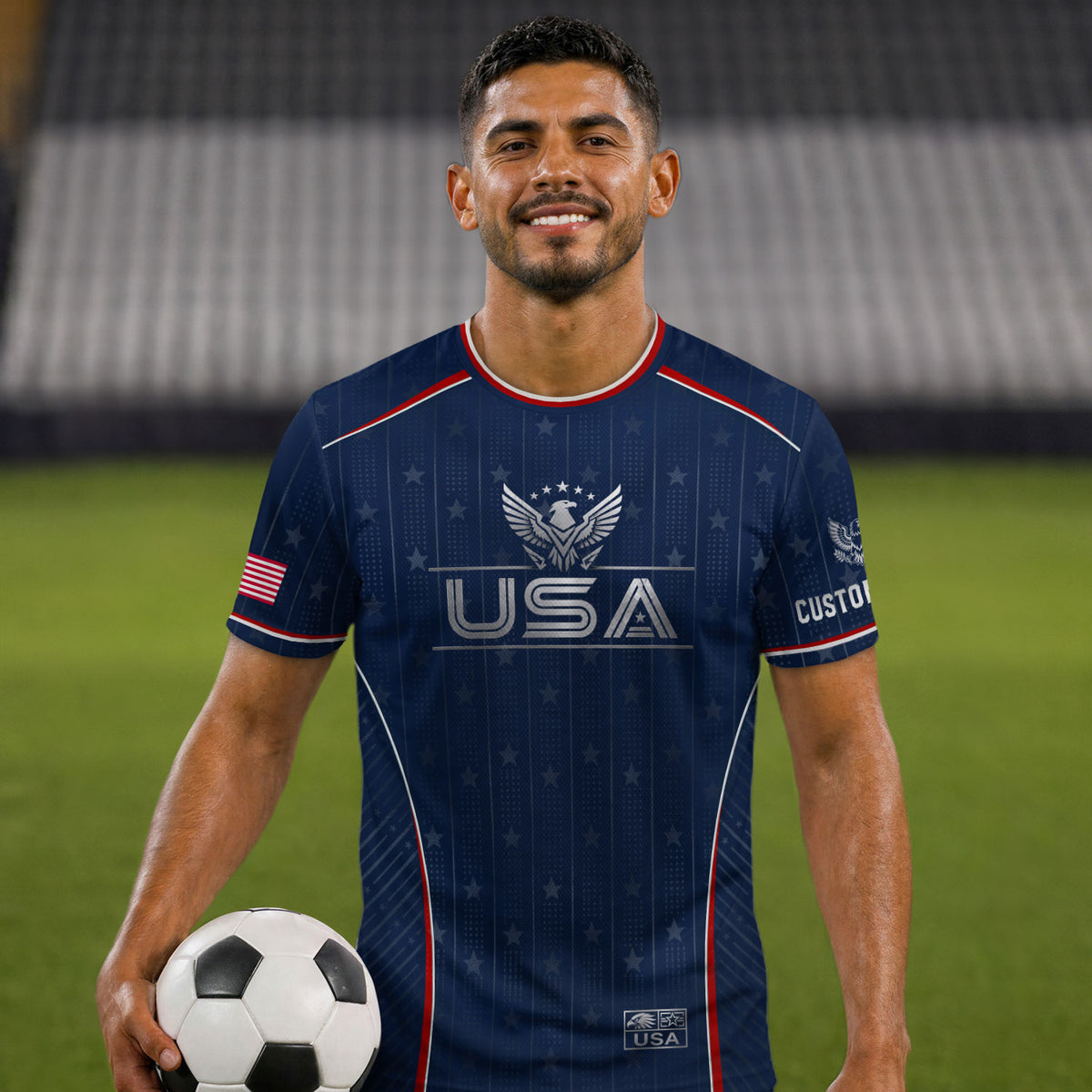 Adult USA Soccer Jersey Personalized American Eagle Patriotic Team Football Shirt - Rust Field Wear