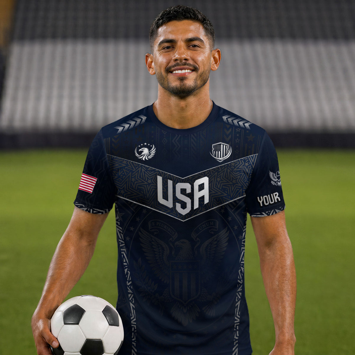 Custom Adult USA Soccer Jersey - Personalized Name & Number Patriotic Sports Team Shirt - Rust Field Wear