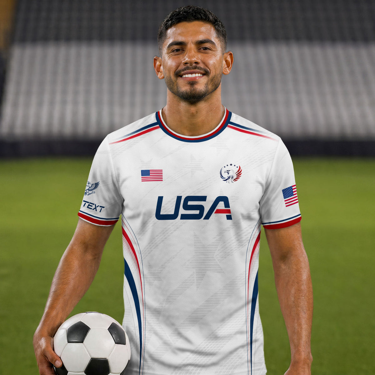 Custom White USA Soccer Jersey Personalized Adult Name Number Patriotic Sports Uniform - Rust Field Wear