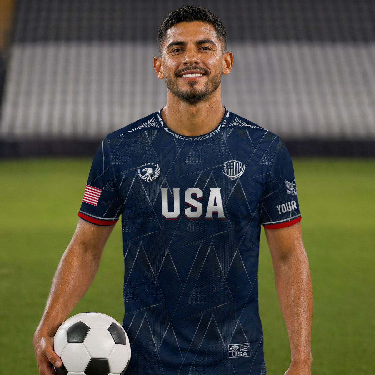 Personalized Patriotic USA Soccer Shirt Custom Adult Name Number Graphic Team Uniform - Rust Field Wear