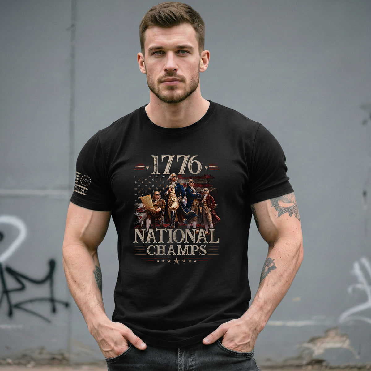 1776 National Champs Shirt Retro Independence Day Men American Pride Graphic Tee - Rust Field Wear