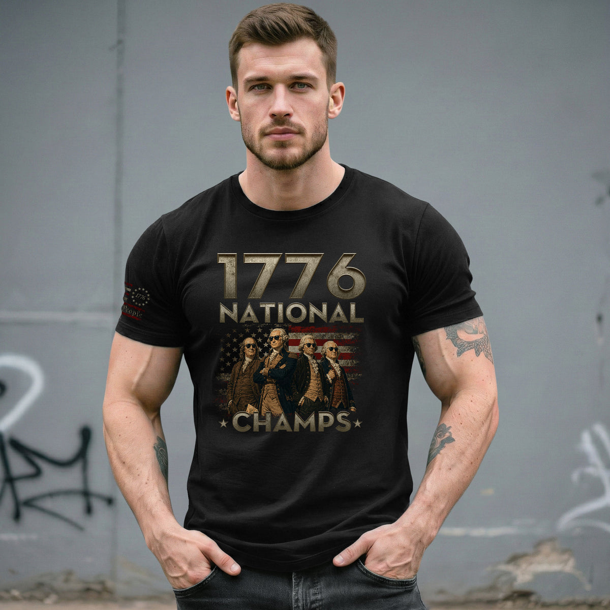 1776 National Champs Shirt Retro Independence Day American Pride Men Cool Graphic Tee - Rust Field Wear