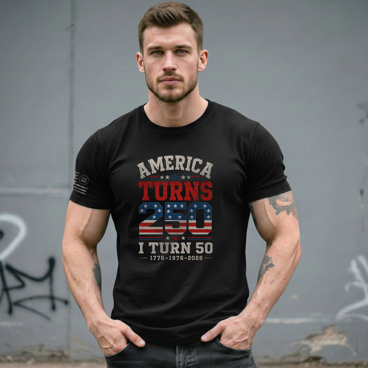 Born In 1976 - 50 Year Milestone Graphic Apparel - 250 Year Anniversary Commemorative - Rust Field Wear