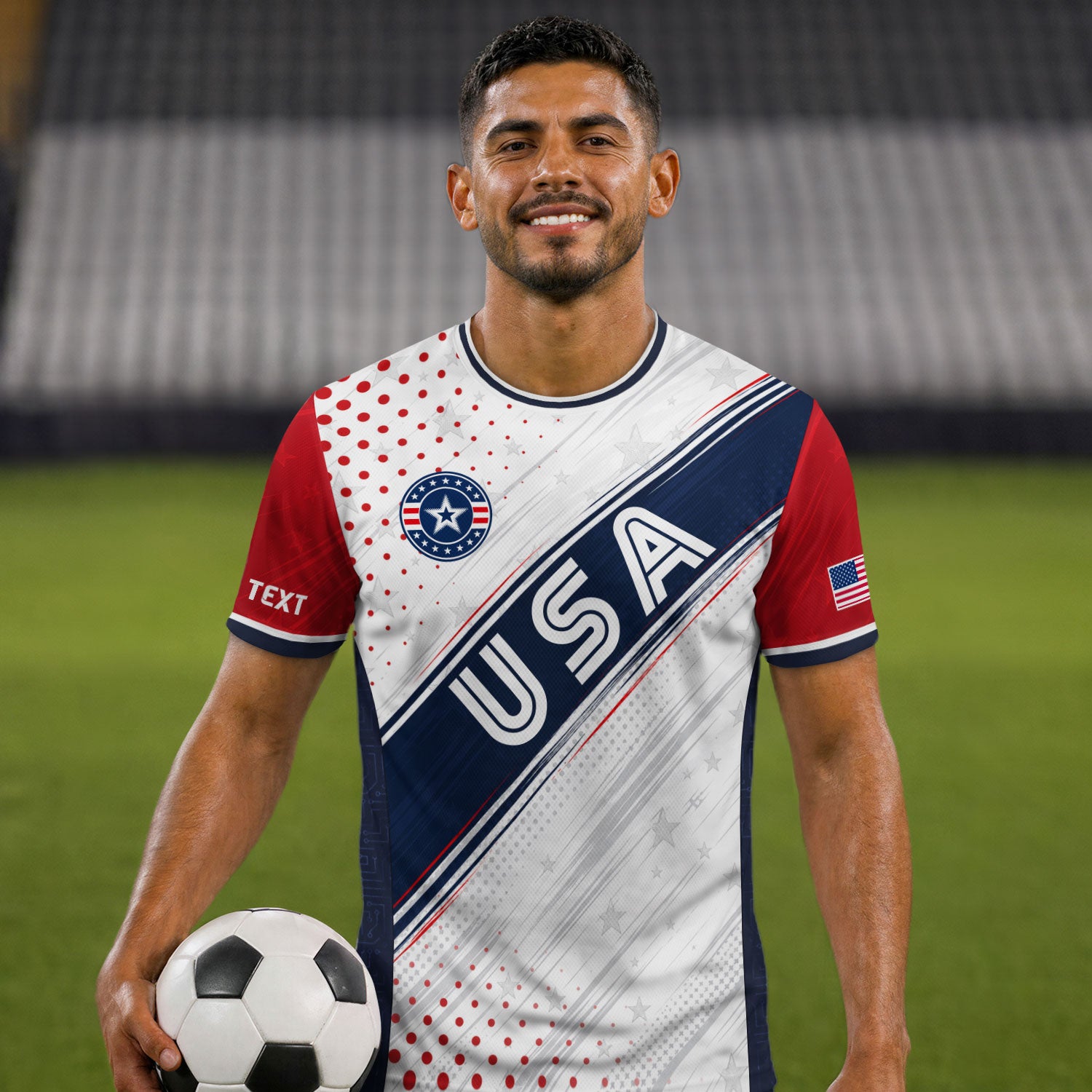 Custom Adult White Soccer Jersey - Personalized Name & Number USA Patriotic Sportswear