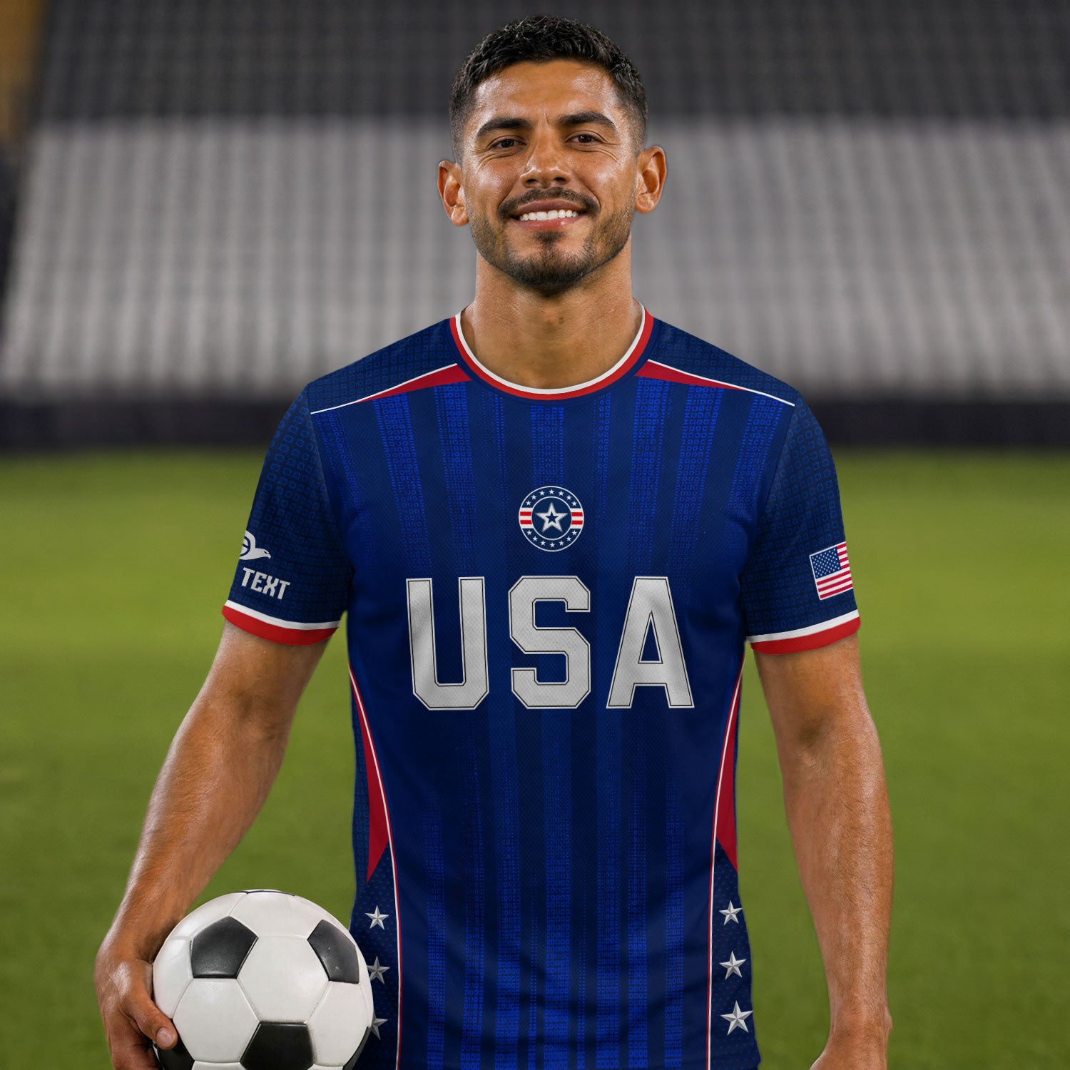 Custom Blue USA Soccer Jersey - Personalized Name & Number Patriotic Sports Shirt