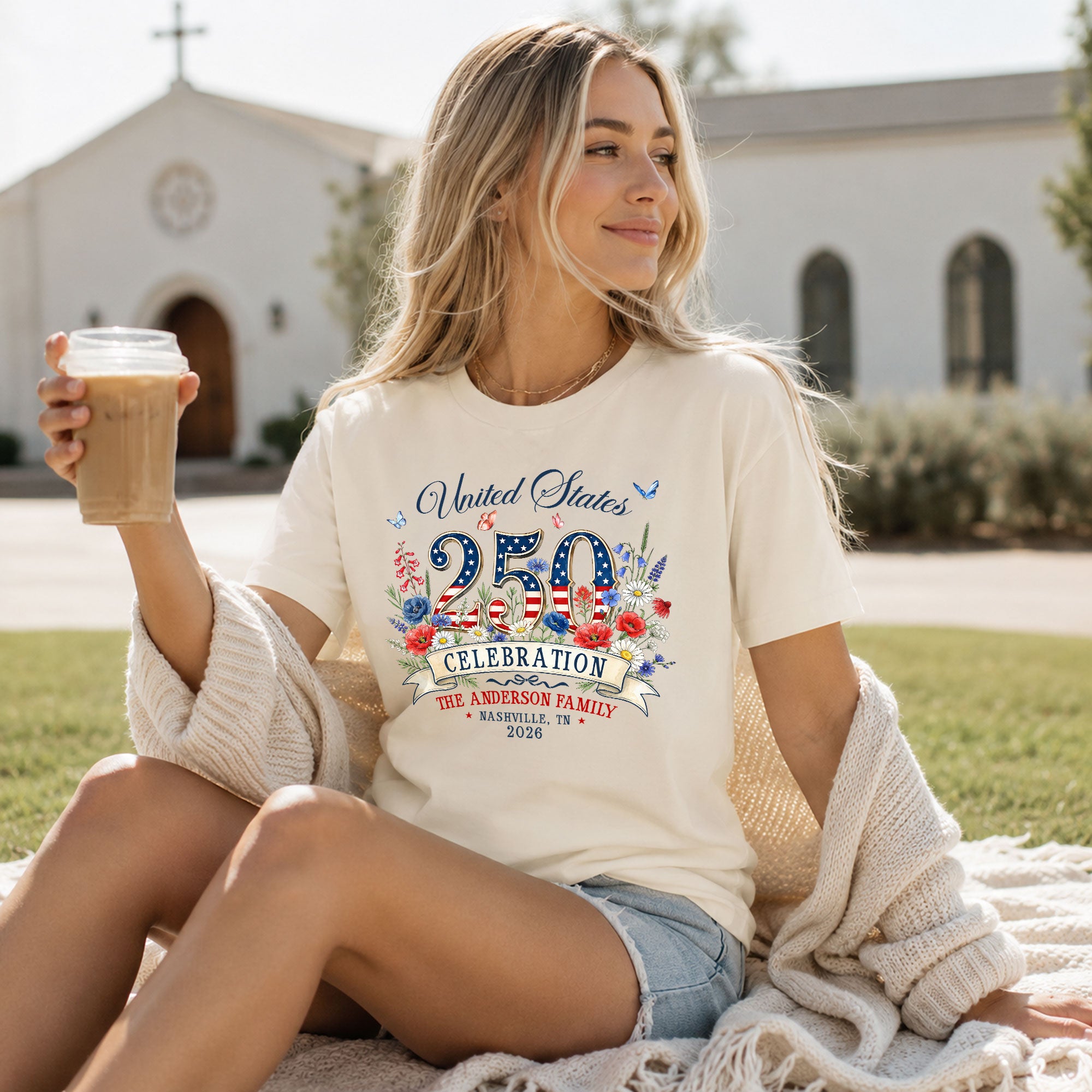 Custom Family Shirt United States Celebration 2026 250th Anniversary Patriotic Floral Gift - Rust Field Wear