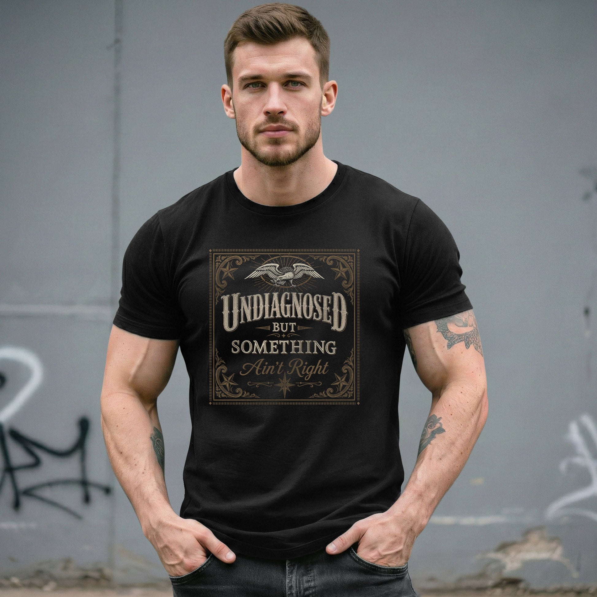 Undiagnosed But Something Ain't Right Tshirt - Vintage Filigree Chronic Illness Tee - Rust Field Wear