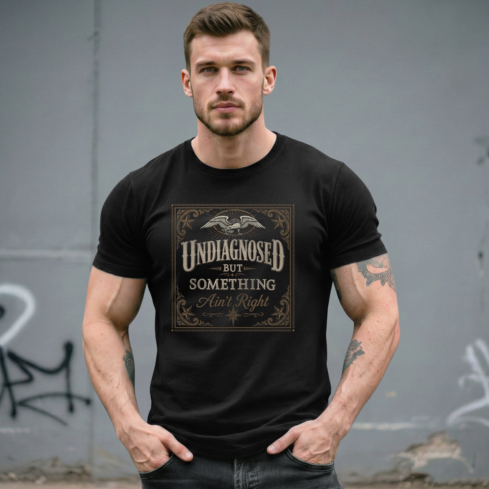 Undiagnosed But Something Ain't Right Tshirt - Vintage Filigree Chronic Illness Tee - Rust Field Wear