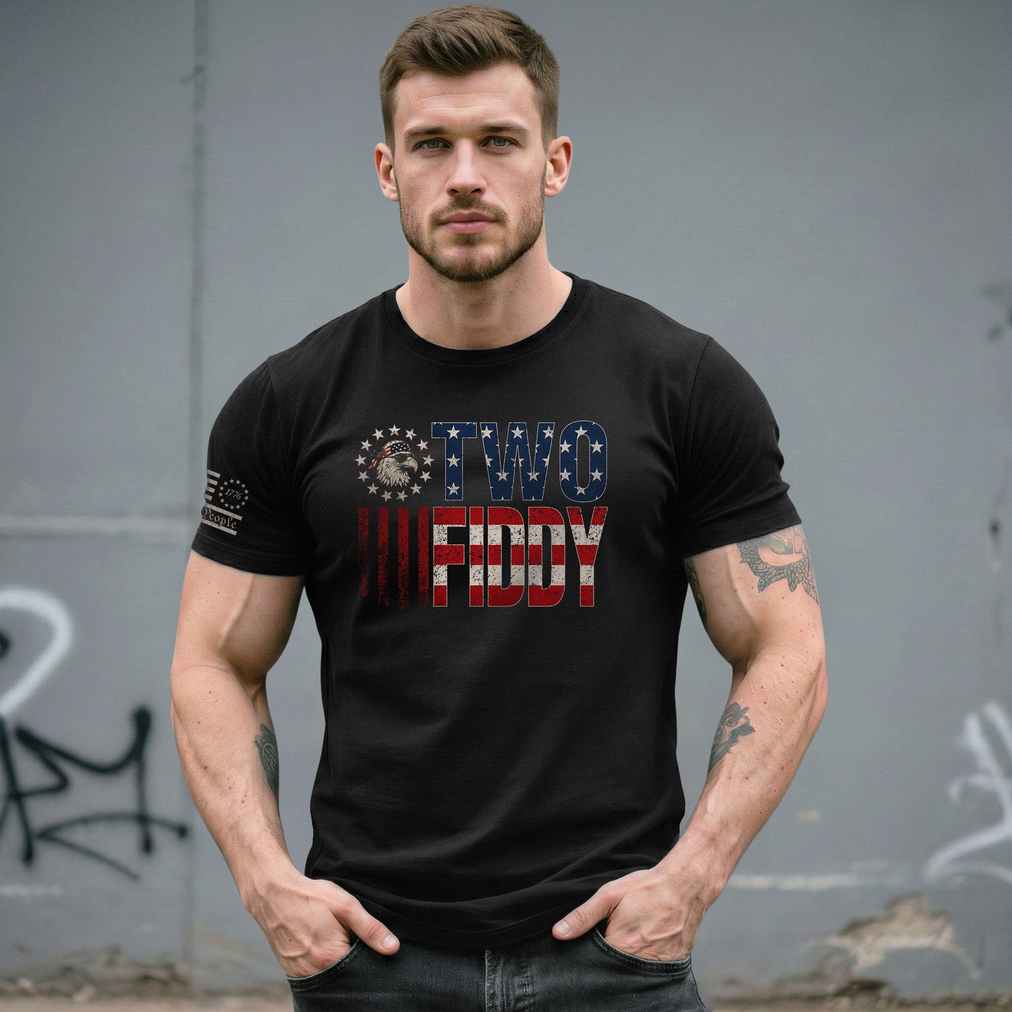 Two Fiddy Star-Spangled Graphic Tee - Patriotic 250th Anniversary Vintage Cotton Shirt - Rust Field Wear
