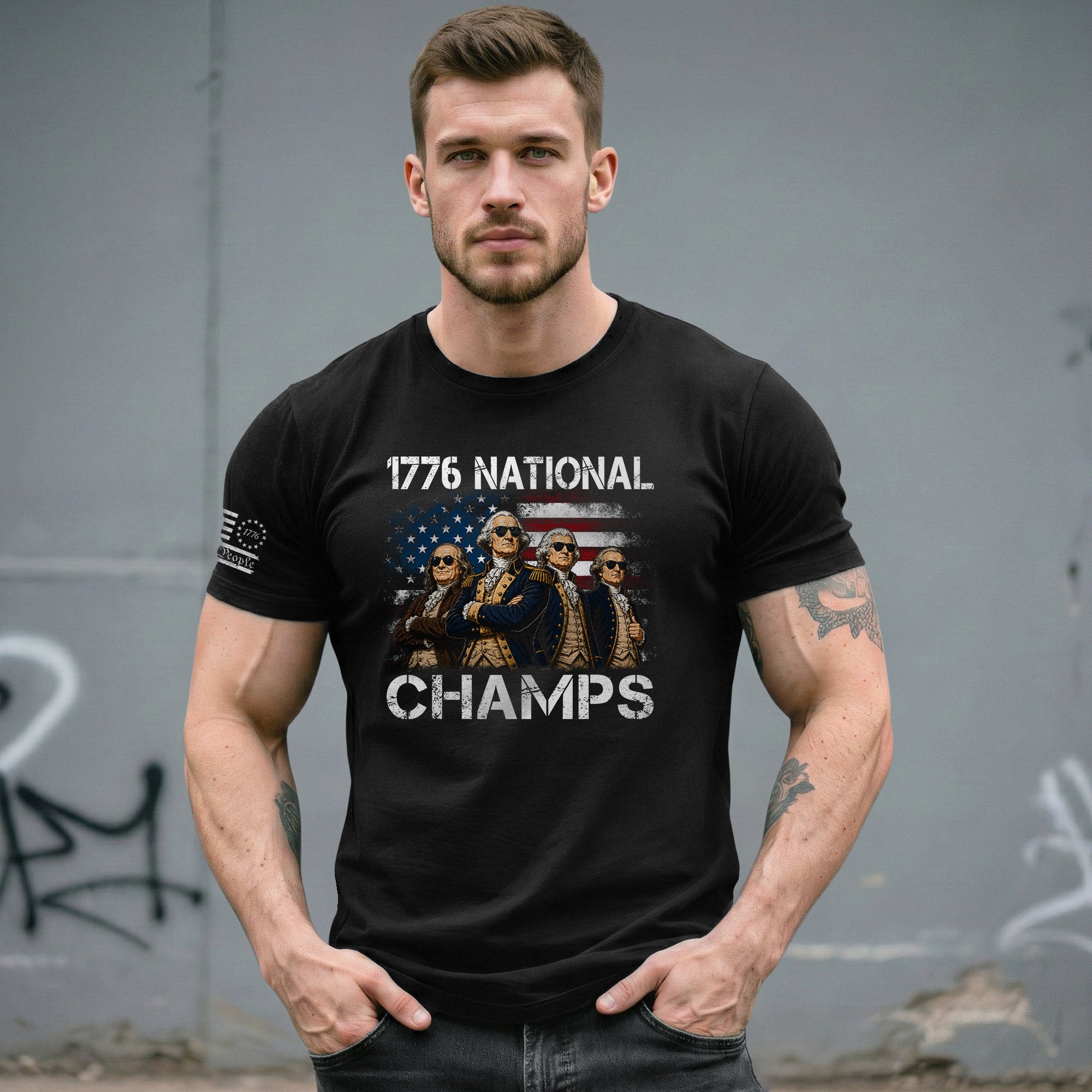 1776 National Champs T-Shirt - Patriotic Founding Fathers Graphic Tee for Men & Women - Rust Field Wear