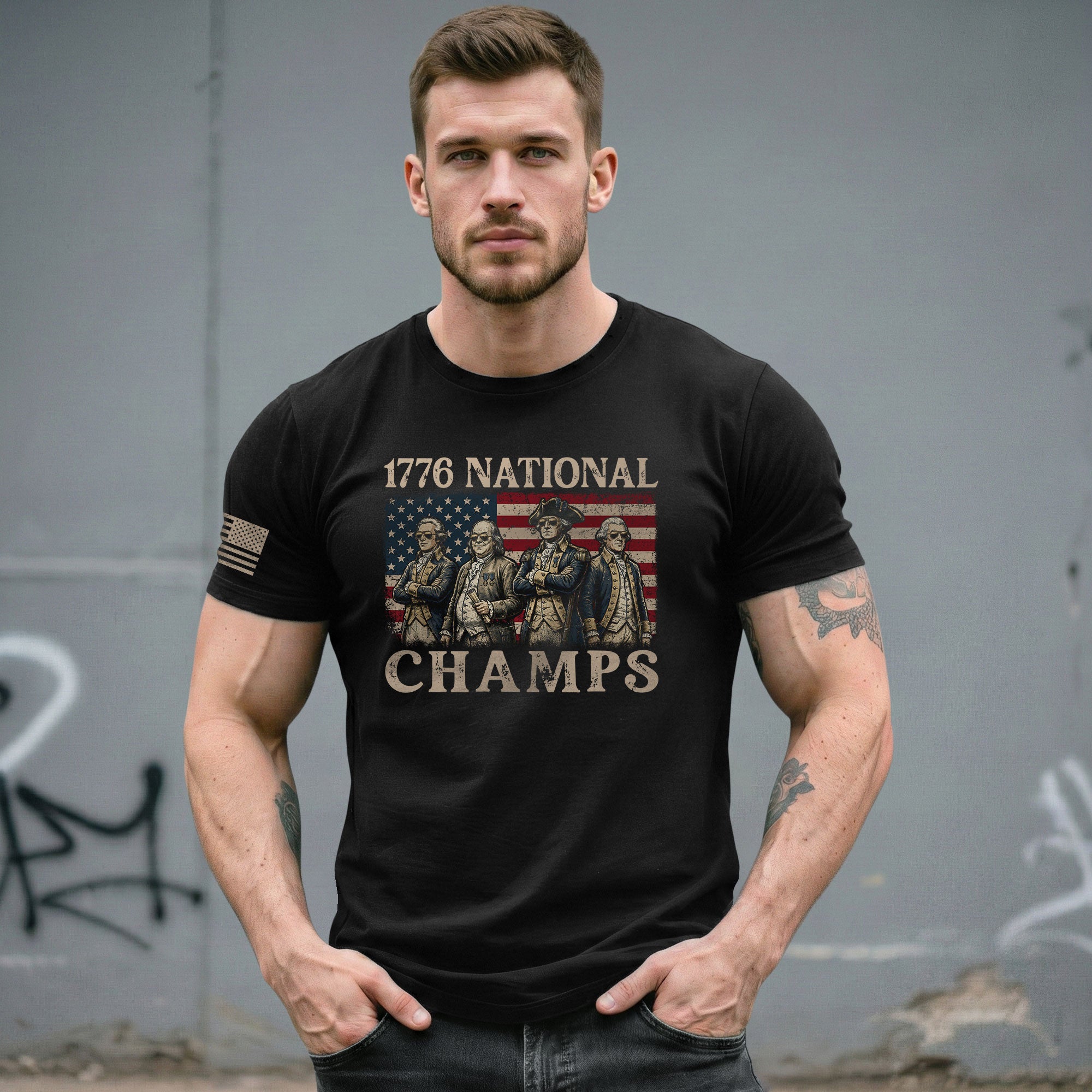 1776 National Champs Graphic Tee – Classic Founding Fathers American Pride T-Shirt - Rust Field Wear