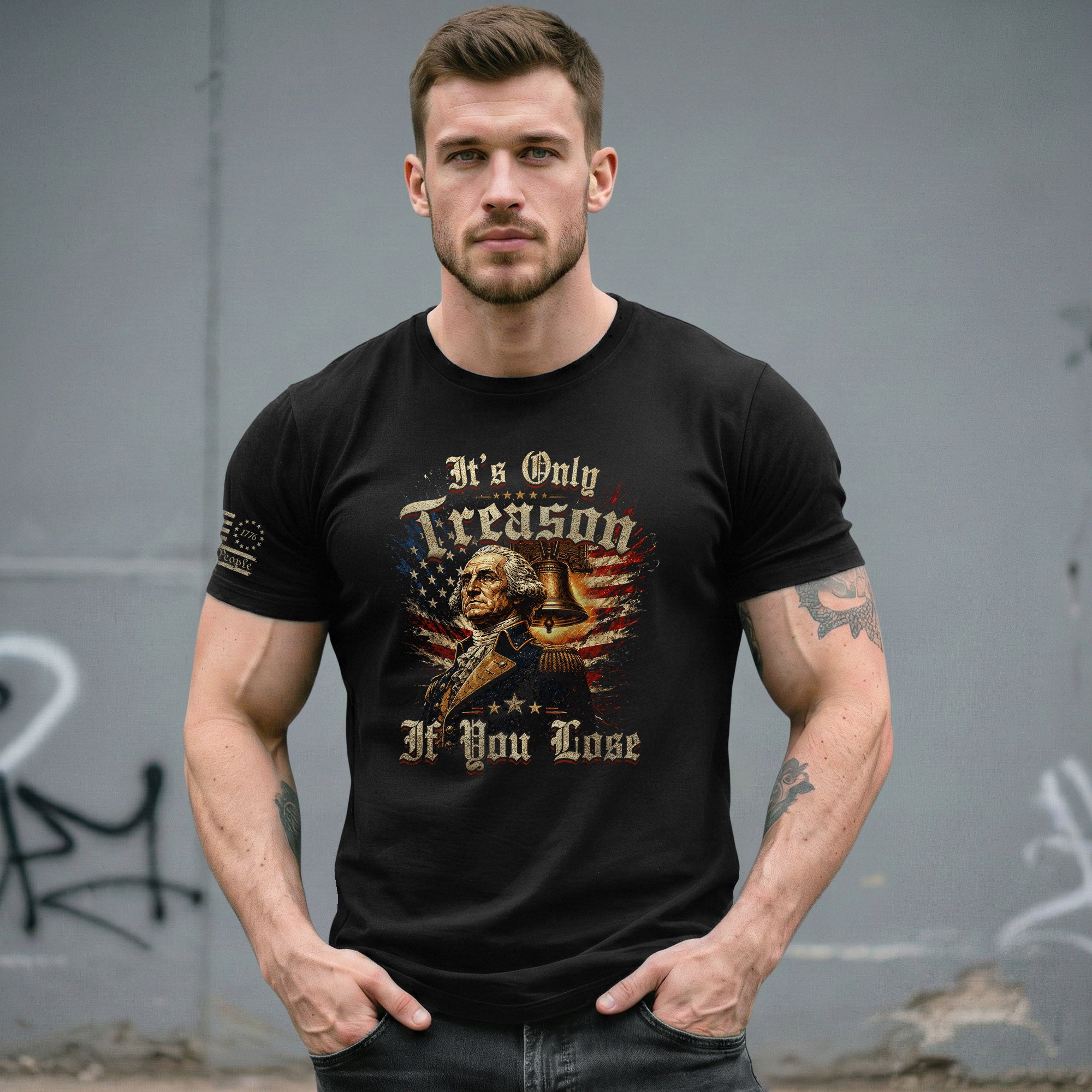 George Washington T-Shirt - It’s Only Treason If You Lose American Flag Graphic Tee - Rust Field Wear