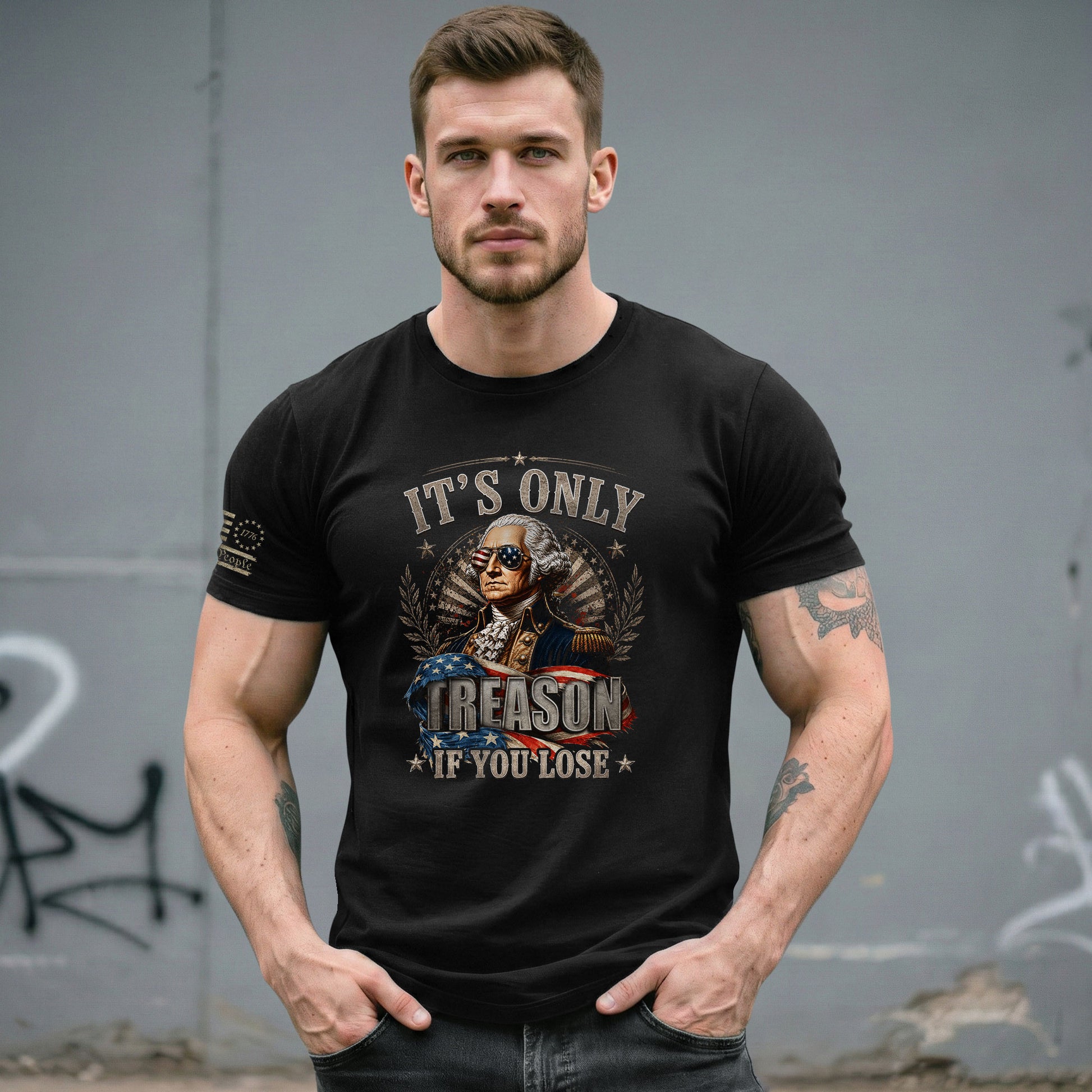 Vintage Style Patriotic T-Shirt - It’s Only Treason If You Lose Liberty Bell Design - Rust Field Wear