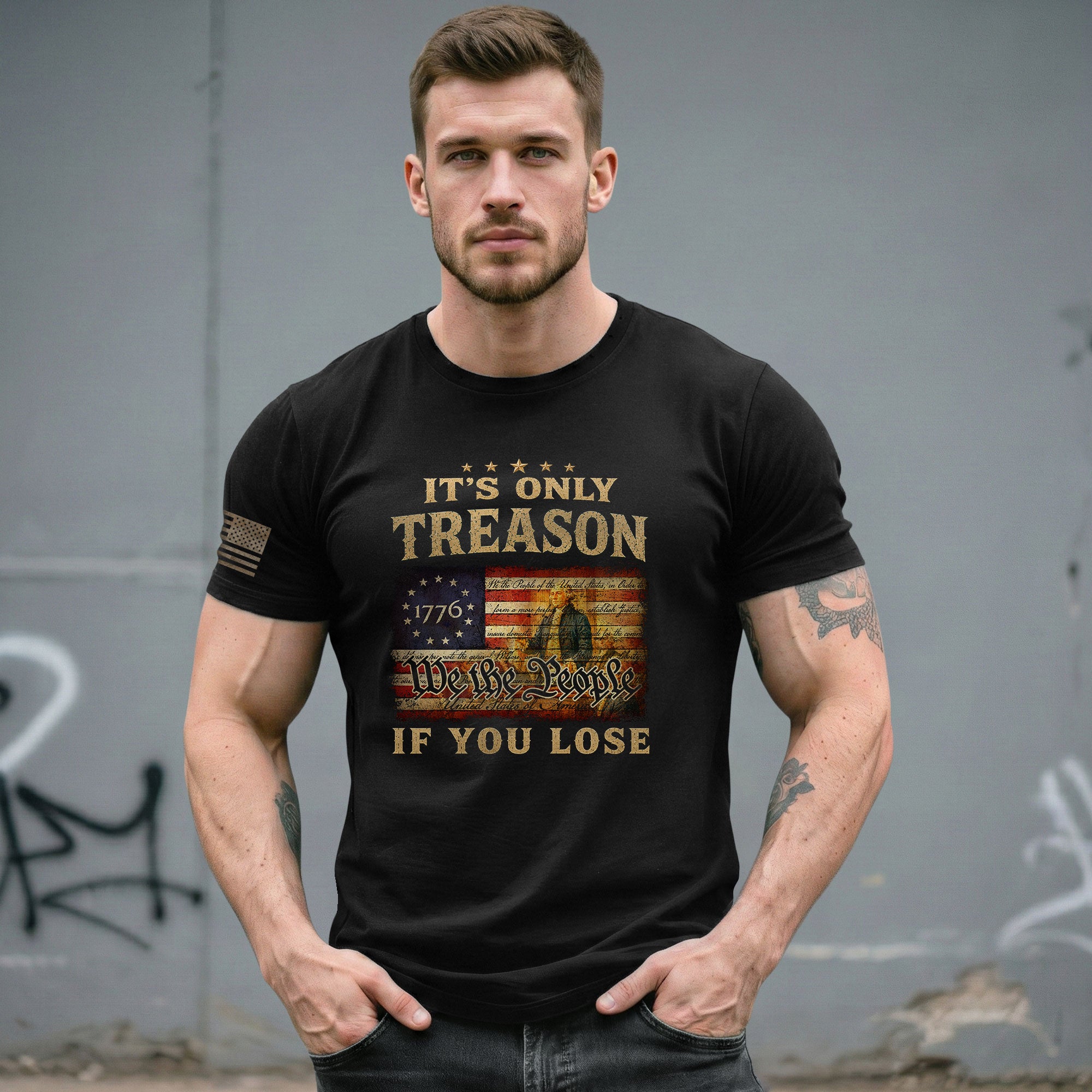 Patriotic 1776 We The People T-Shirt - It’s Only Treason If You Lose Historical Tee - Rust Field Wear
