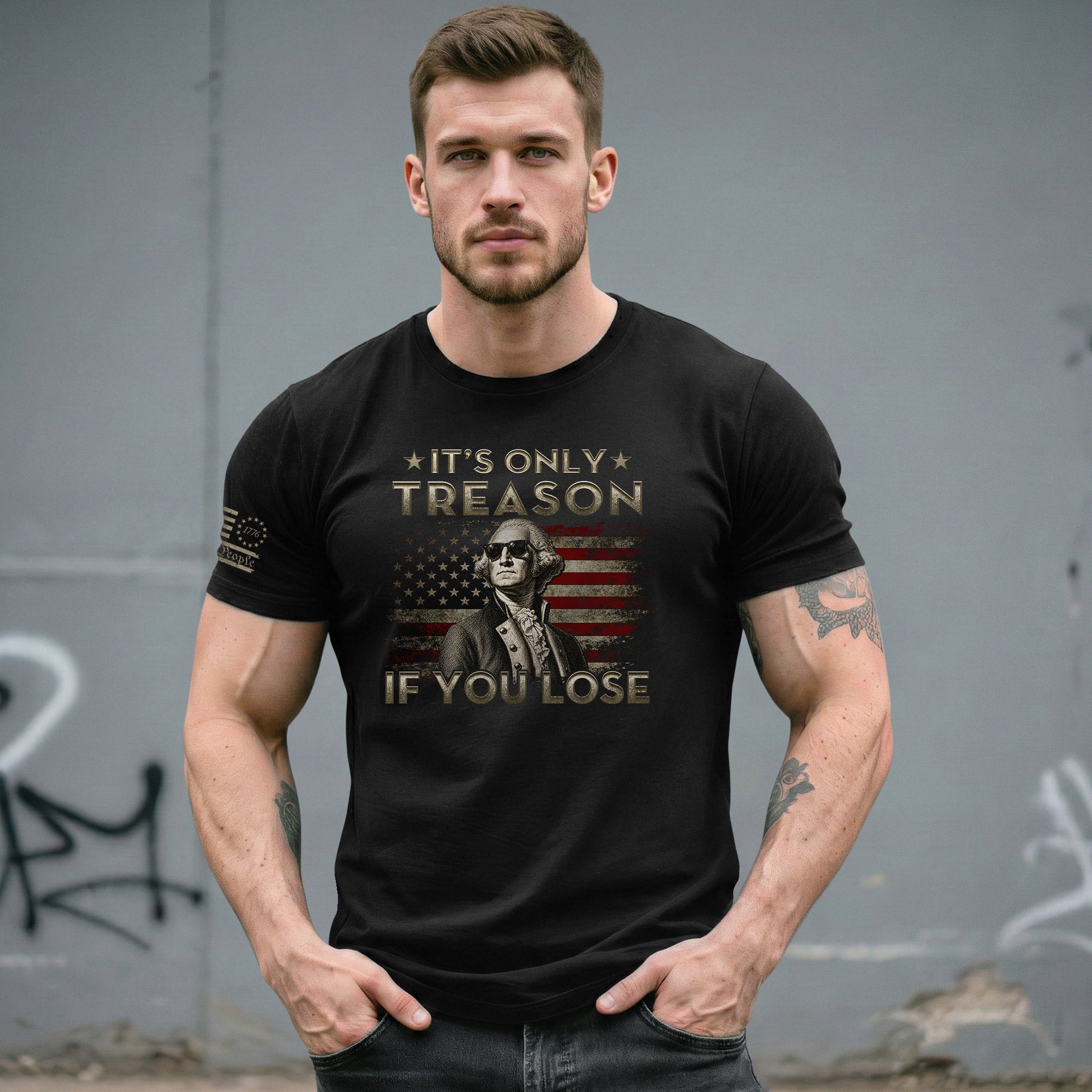 It's Only Treason If You Lose T-Shirt Patriotic George Washington American Flag Tee - Rust Field Wear