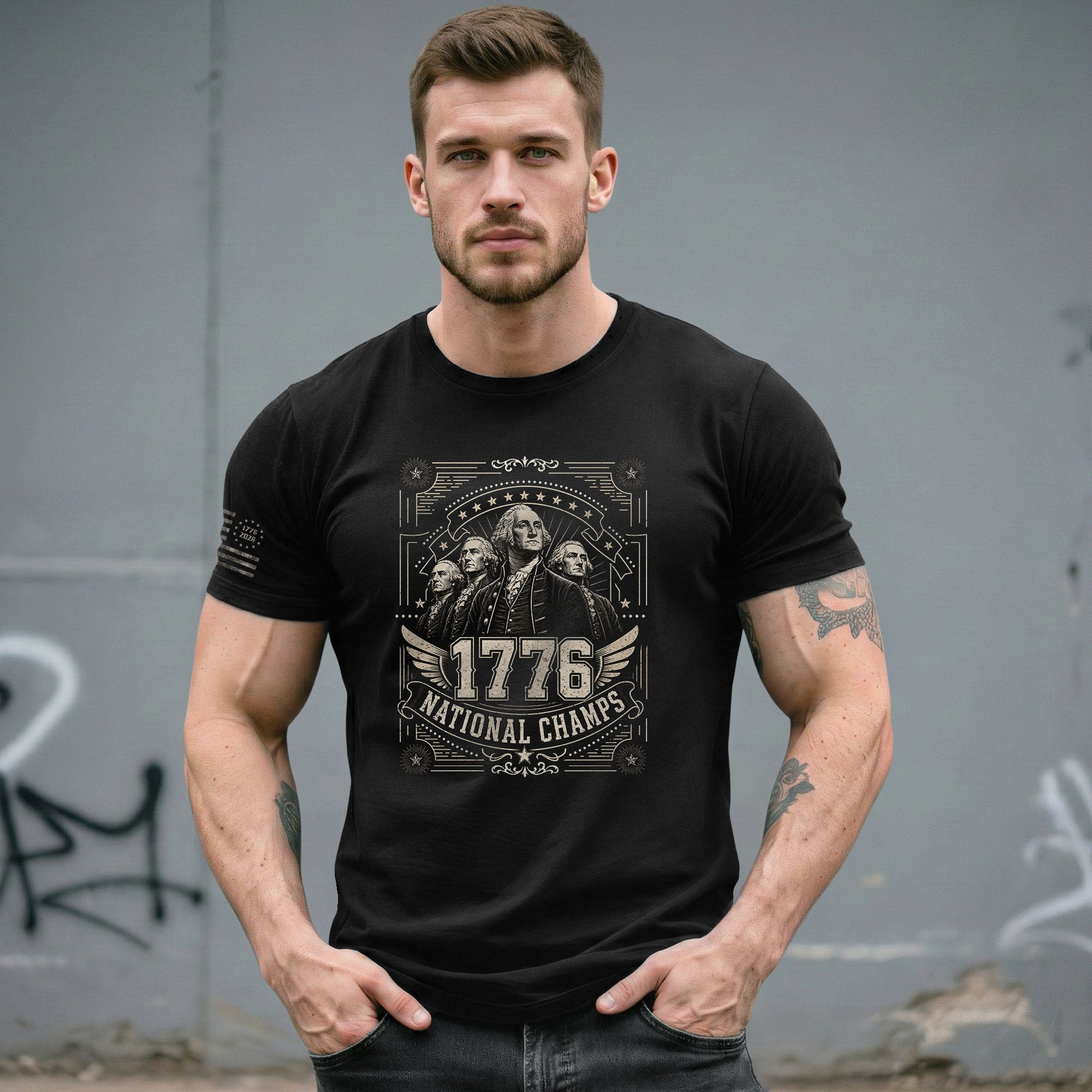 Patriotic 1776 National Champs T-Shirt - Vintage Style Founding Fathers Apparel Design - Rust Field Wear