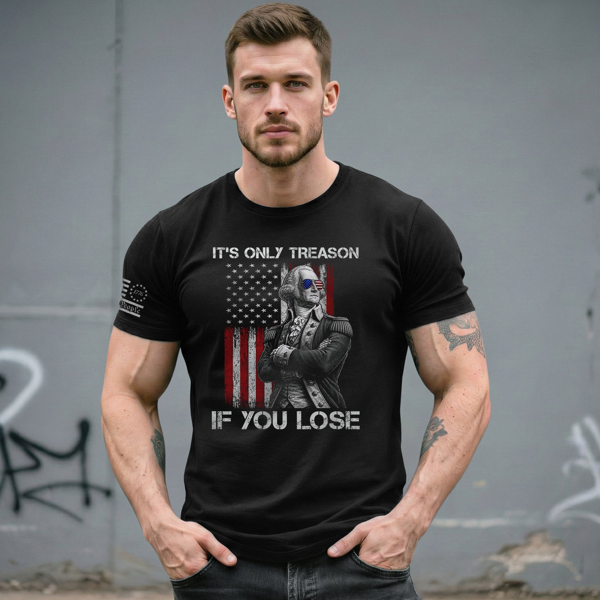 It's Only Treason If You Lose Shirt Patriotic George Washington Retro Flag Men T-Shirt - Rust Field Wear