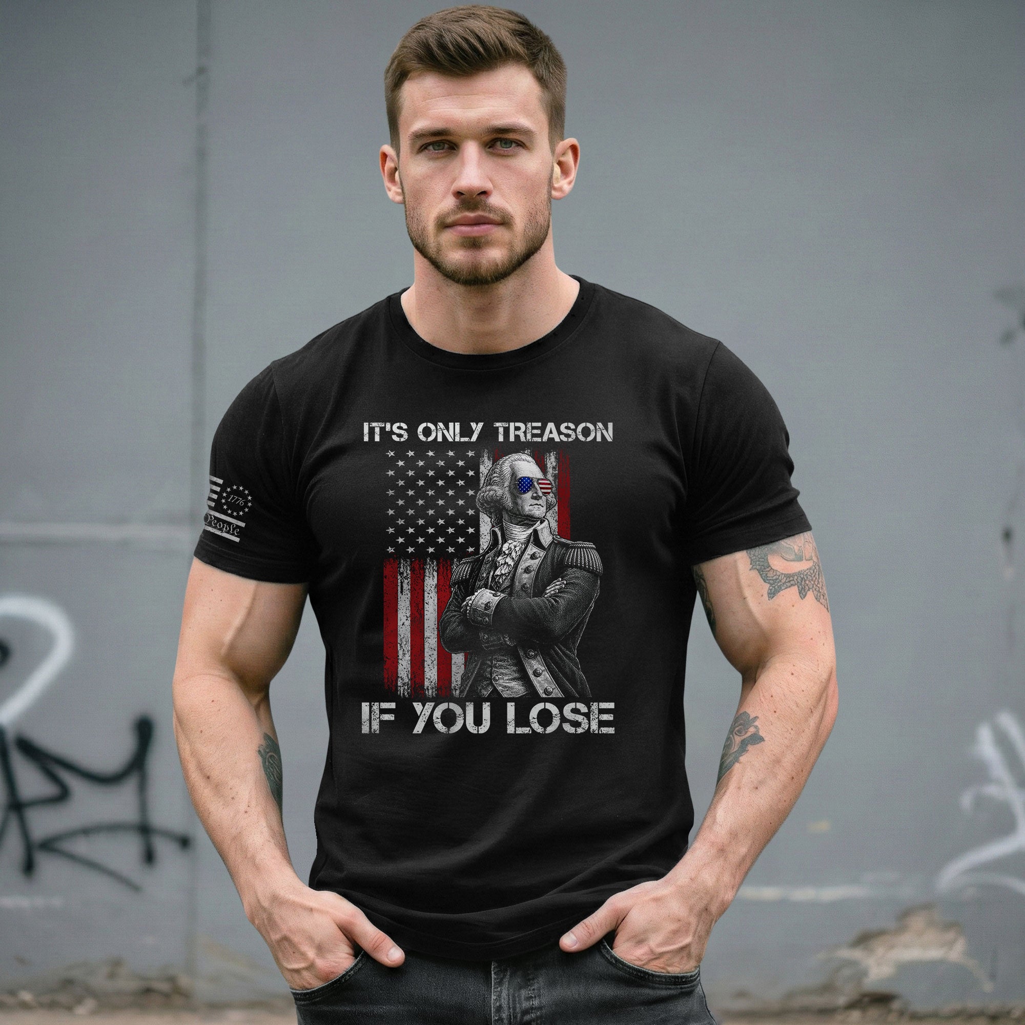 It's Only Treason If You Lose Shirt Patriotic George Washington Retro Flag Men T-Shirt - Rust Field Wear