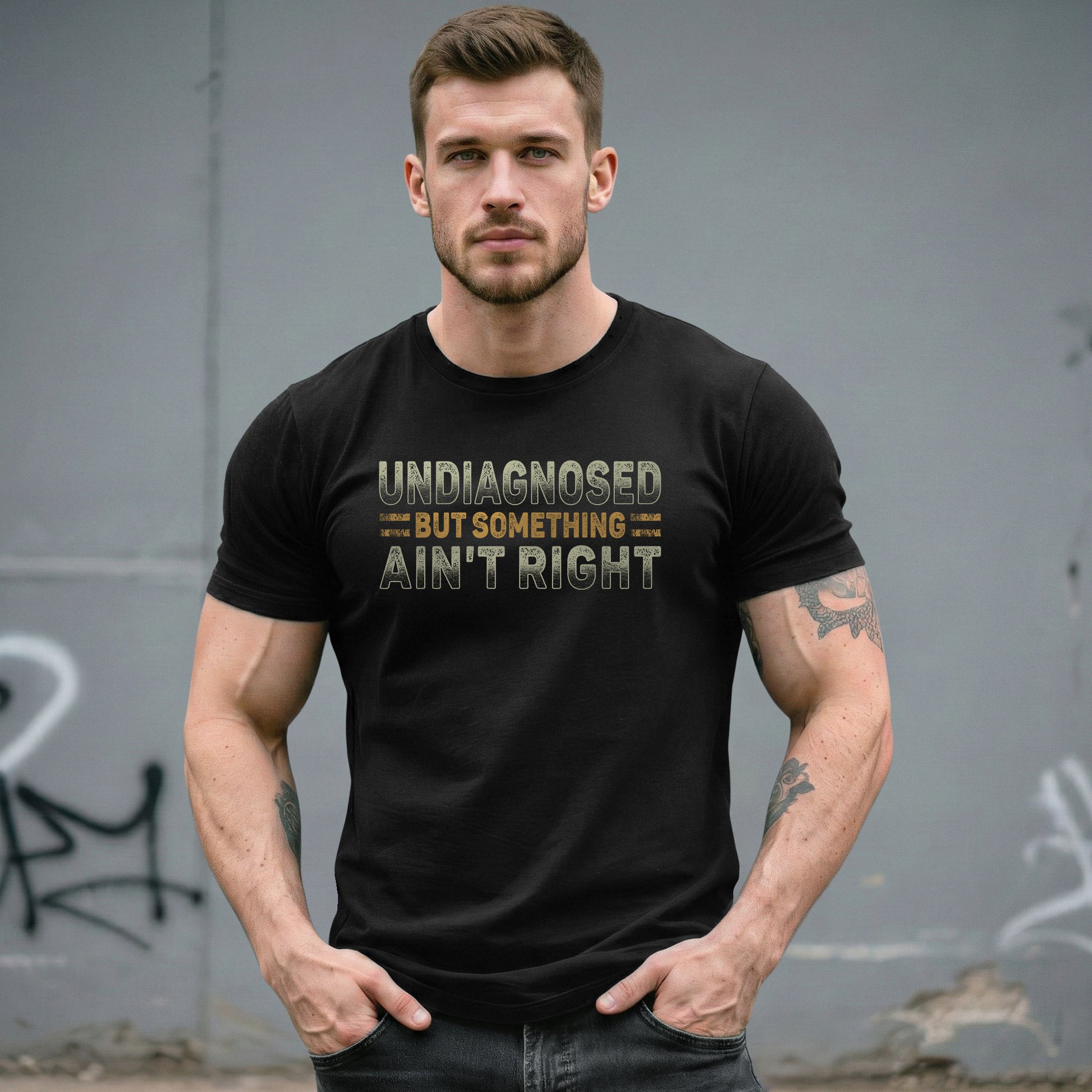 Undiagnosed But Something Ain't Right Graphic T Shirt Retro Style Casual Mens Tee - Rust Field Wear