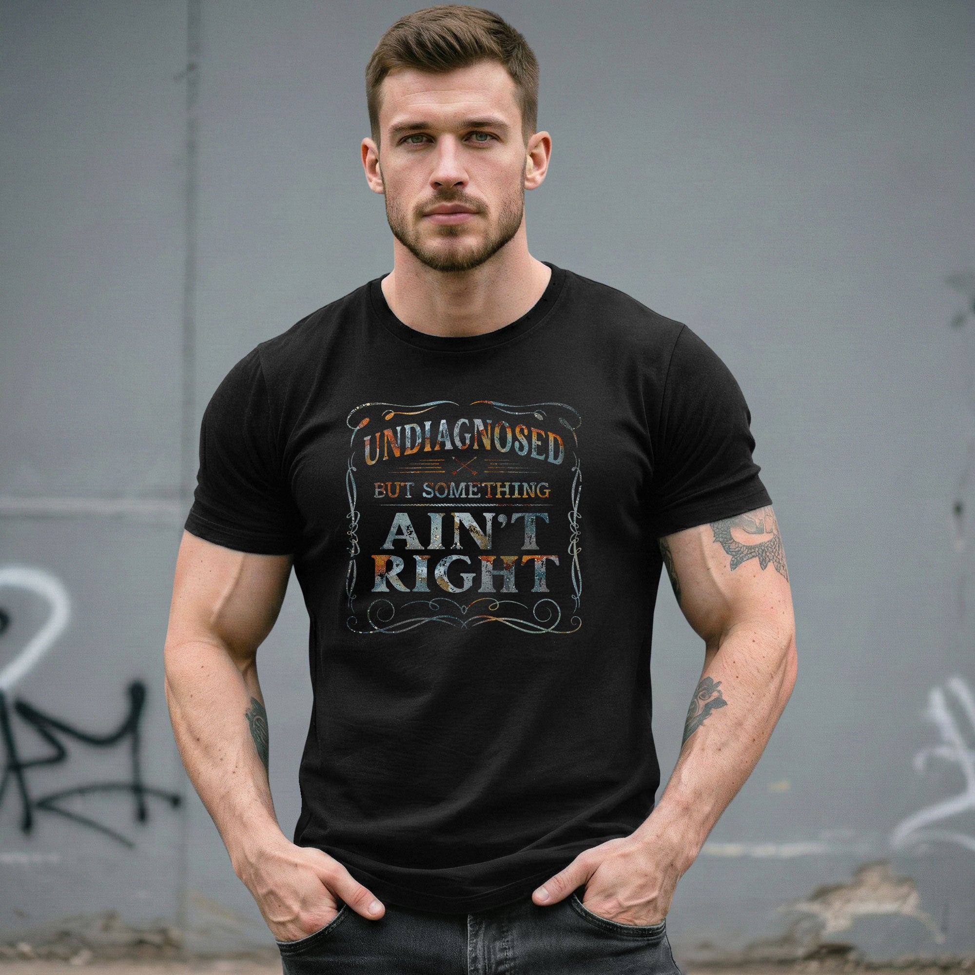 Undiagnosed But Something Ain't Right T-Shirt Rusty Vintage Ornate Graphic Apparel - Rust Field Wear