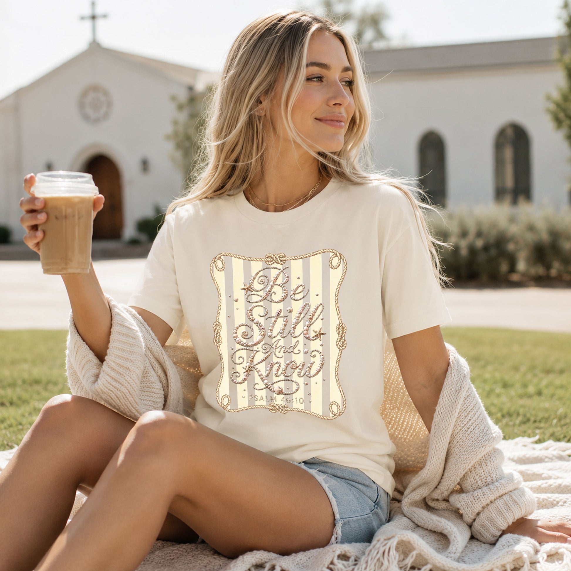 Be Still And Know Shirt Nautical Rope Coastal Beach Christian Psalm 46 10 Graphic Tee - Rust Field Wear