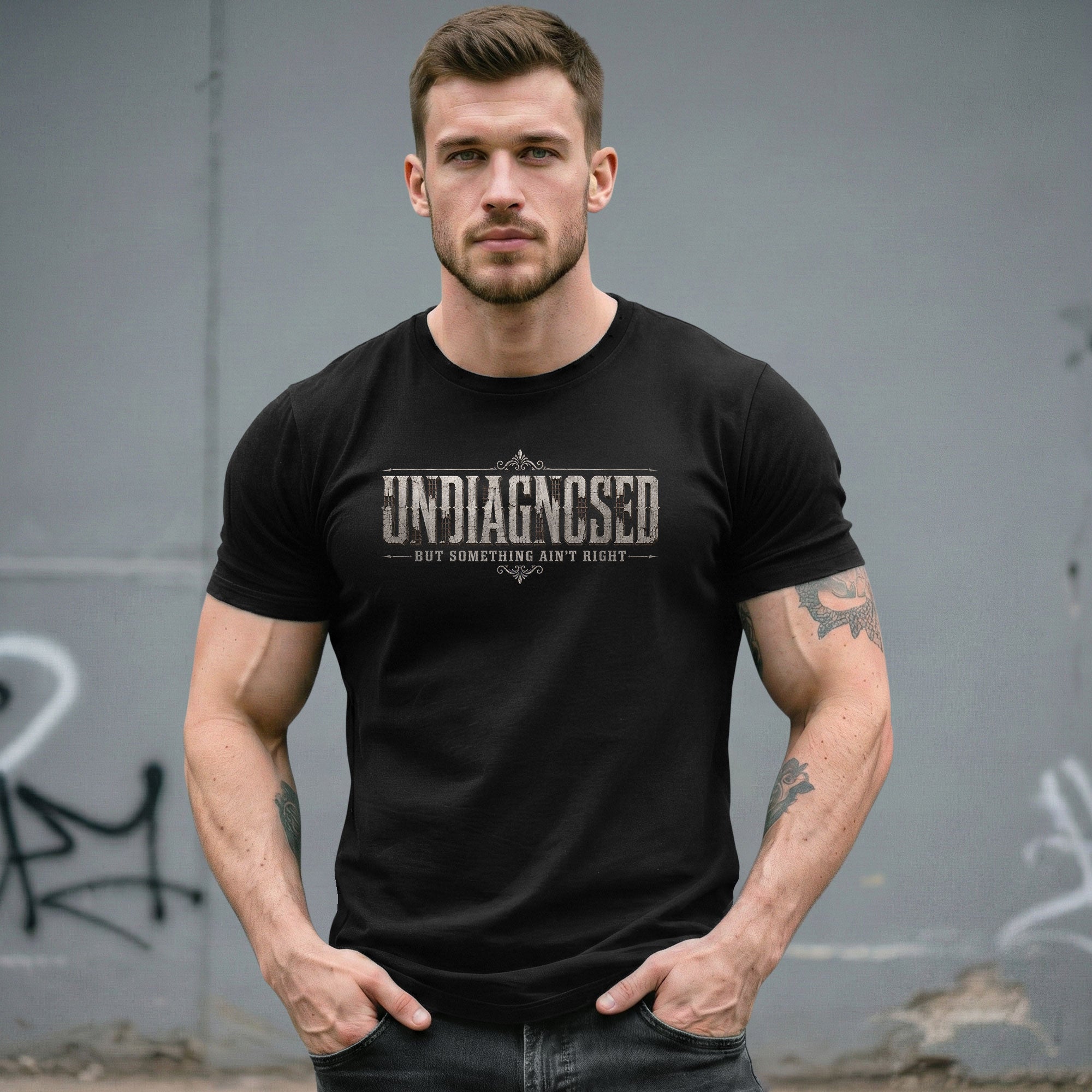 Undiagnosed But Something Ain't Right Vintage Style Graphic T-Shirt Casual Unisex Top - Rust Field Wear