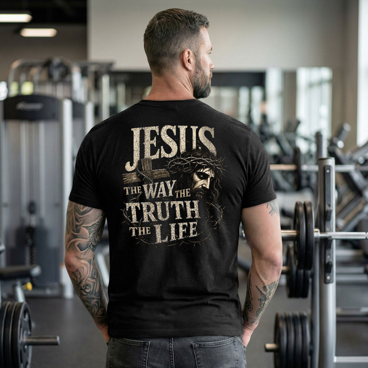 Jesus Side Profile Crown Of Thorns The Way The Truth The Life Christian T Shirt Men - Rust Field Wear