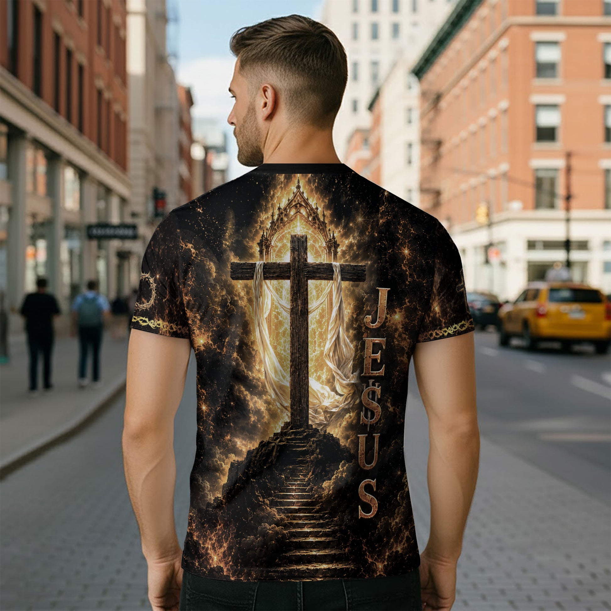 Jesus The Way The Truth The Life Lion Cross Christian Religious Tops, Christian Shirts for Men - Christian Tee Shirts - Rust Field Wear