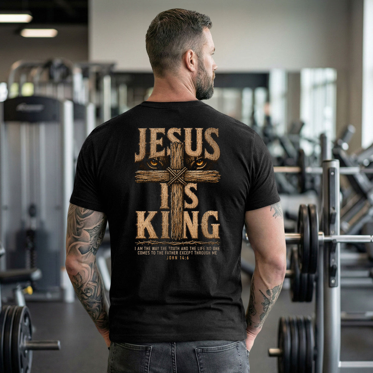 Jesus Is King T Shirt Christian Cross John 14 6 Bible Verse Religious Graphic Tee Apparel - Rust Field Wear