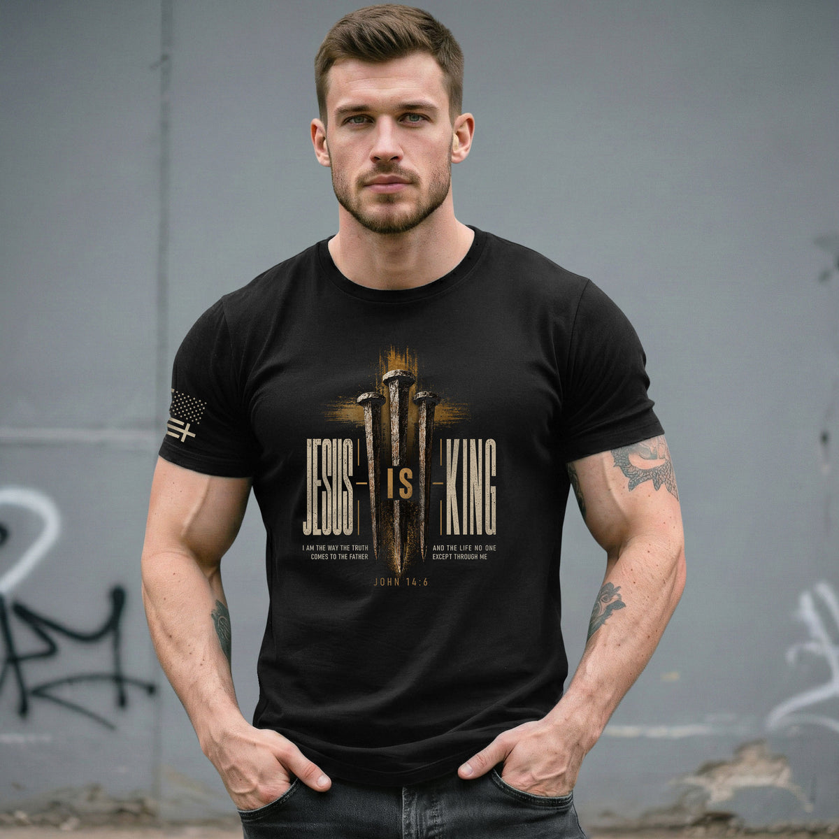 Jesus Is King T Shirt Christian Lion John 14 6 Cross Bible Verse Religious Tee Apparel - Rust Field Wear