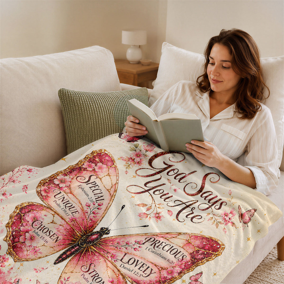 Christian Blanket for Women, Bible Verse Throw Blanket - Christian Floral Encouragement Design - Rust Field Wear