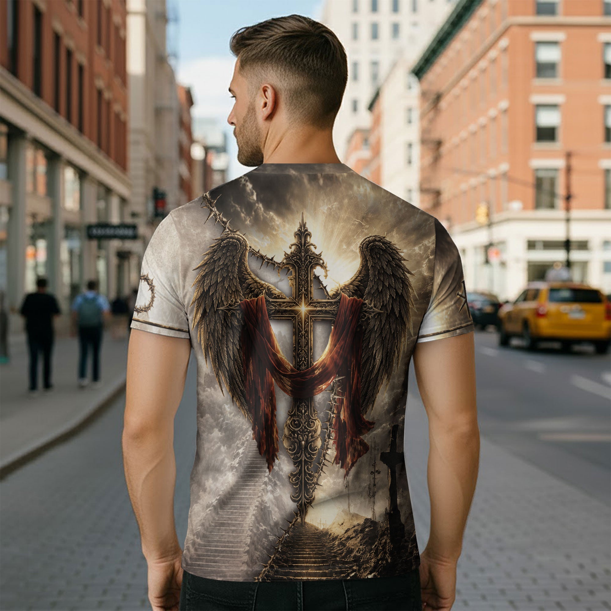Christian Lion Cross Wings 3D Men Shirt I Can't But I Know A Guy Jesus Faith Print Tee