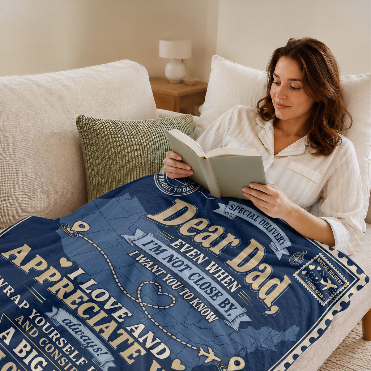 Dad Blanket Gift Long Distance Hug Throw Blanket Gifts for Dad from Daughter Son - Rust Field Wear
