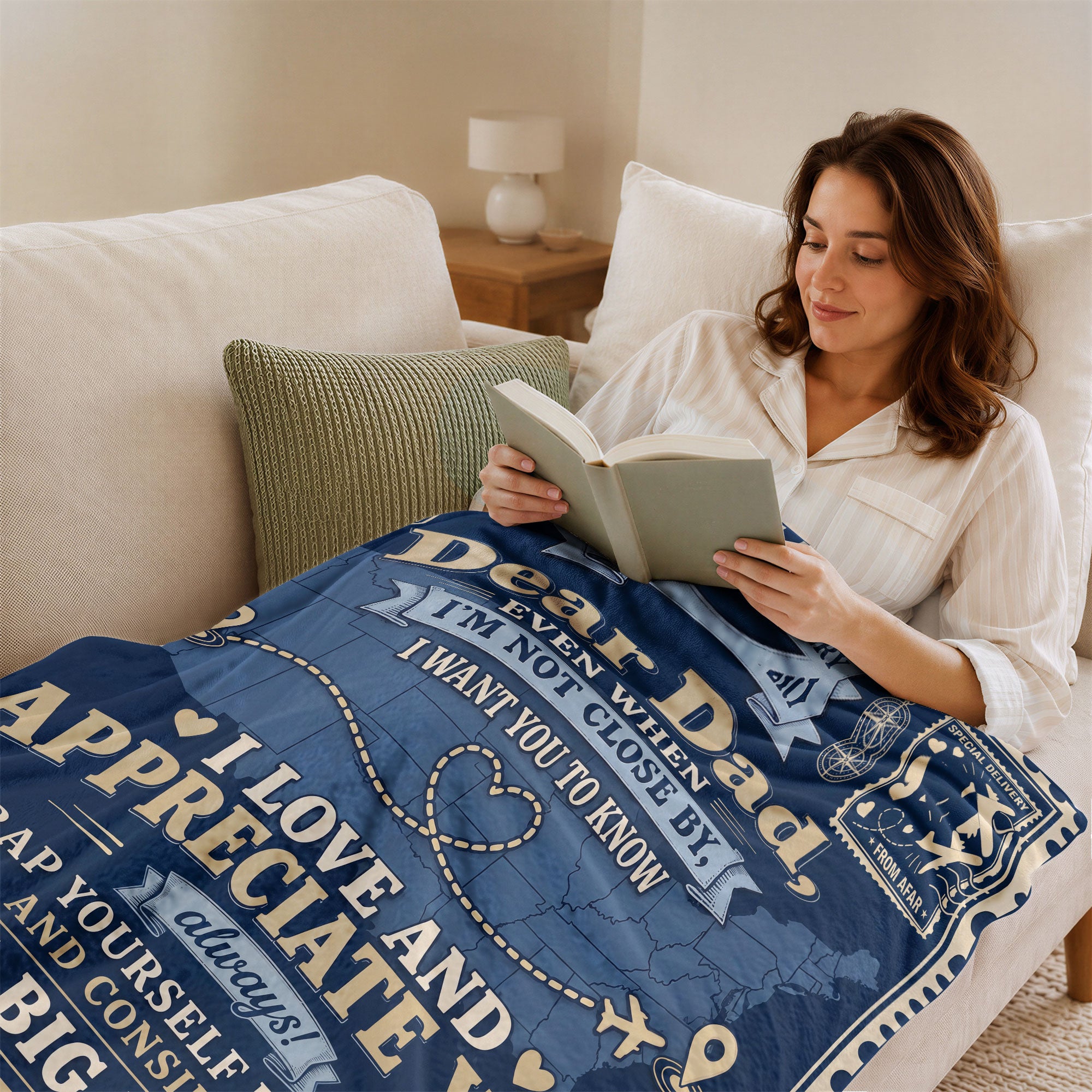 Dad Blanket Gift Long Distance Hug Throw Blanket Gifts for Dad from Daughter Son - Rust Field Wear