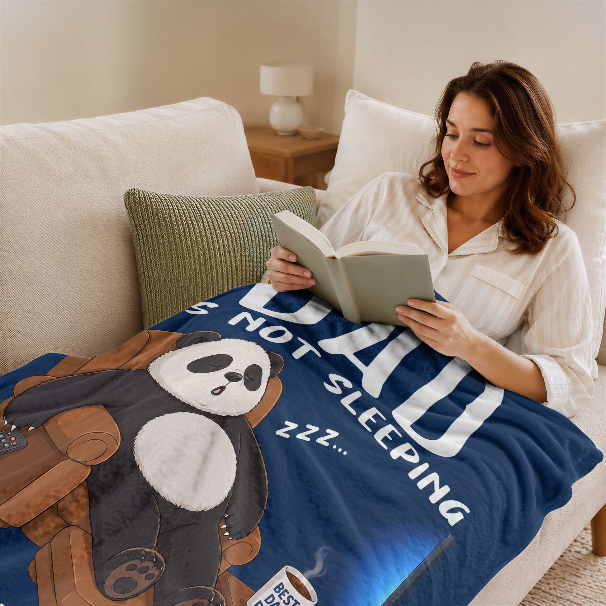 Dad Is Not Sleeping Panda Funny Gift Throw Blanket For Father Day Home Decor Apparel - Rust Field Wear