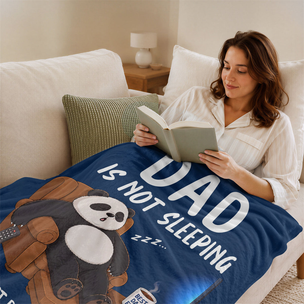 Dad Is Not Sleeping Panda Funny Gift Throw Blanket For Father Day Home Decor Apparel - Rust Field Wear