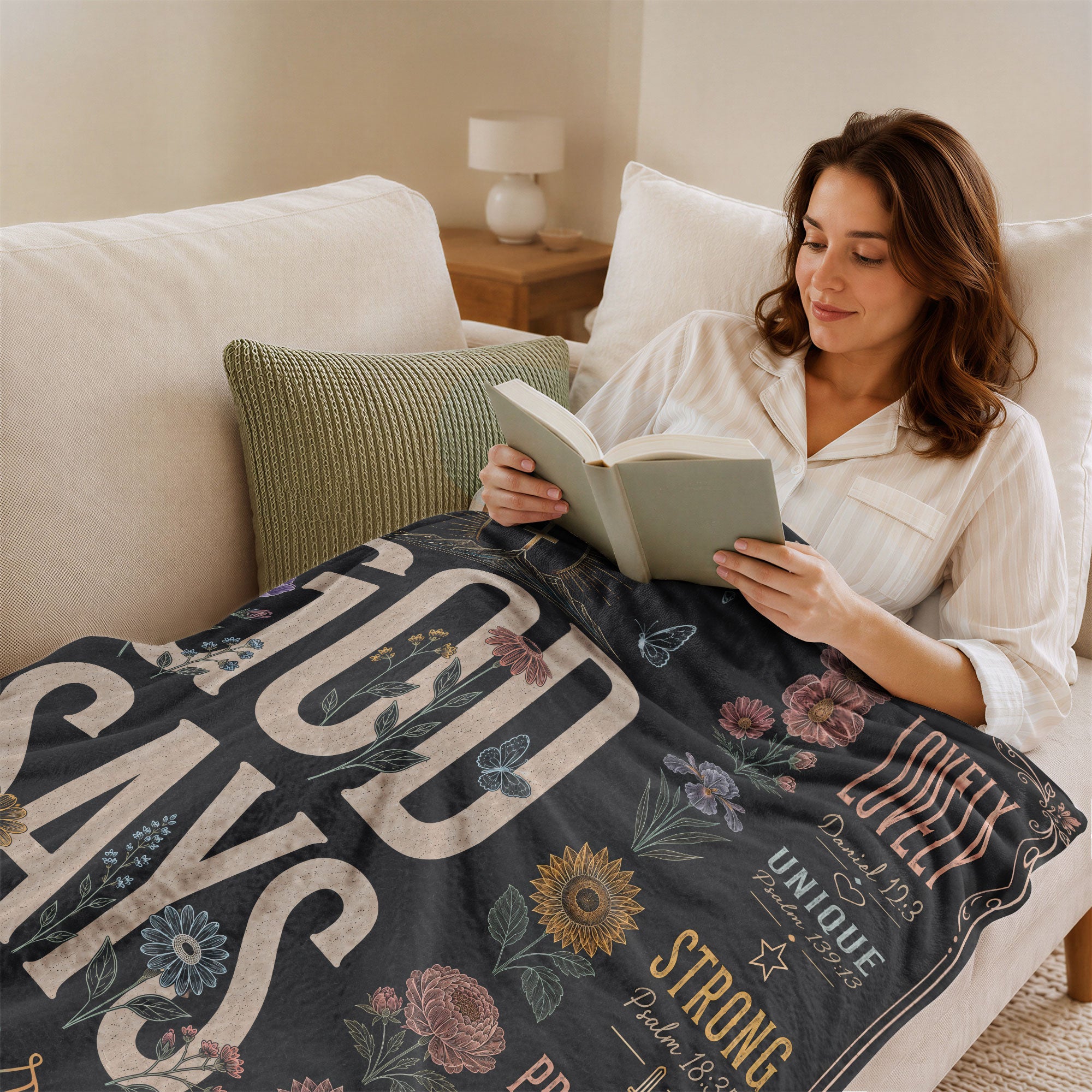 God Says You Are Blanket Black Floral Christian Bible Verse Throw Scripture Gift Cozy