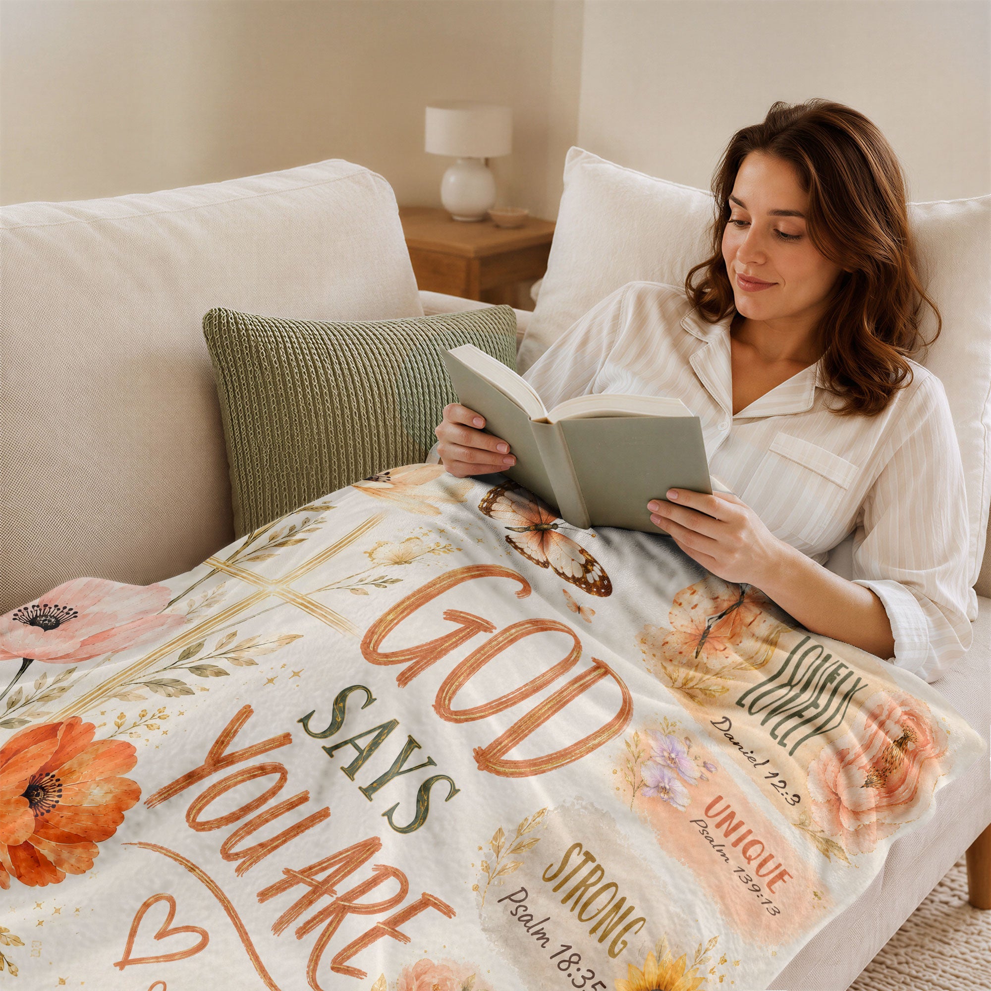 God Says You Are Blanket Floral Christian Bible Verse Scripture Cross Decor Religious Gift