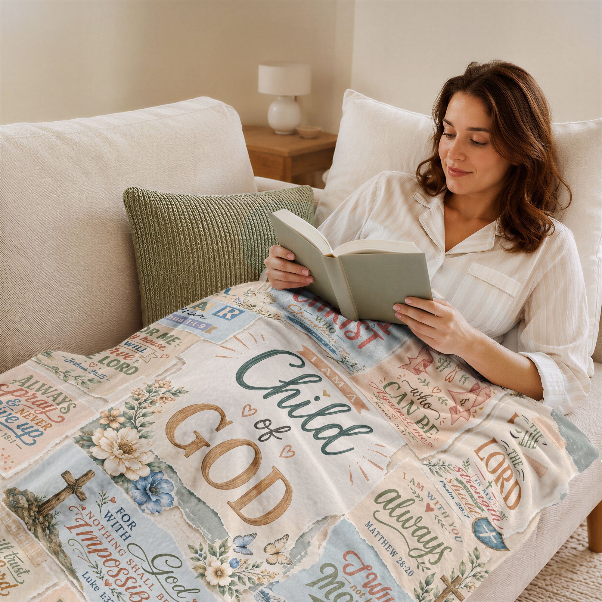I Am A Child Of God Blanket Floral Scrapbook Christian Bible Verse Scripture Decor Gift