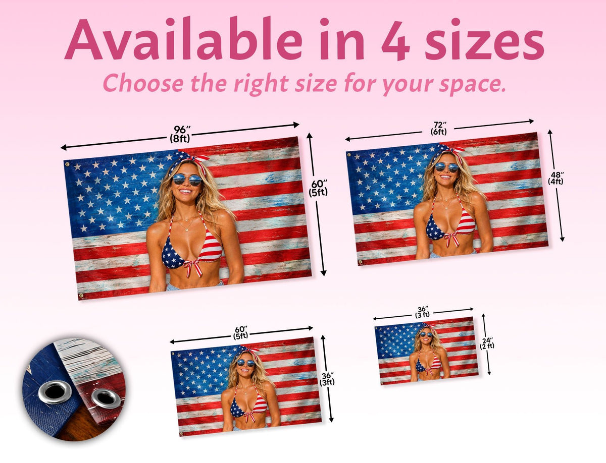 Personalized Rustic Wood Photo Display American Flag Custom, Custom Flag with Picture for Classic Home and Wall Decor, Rustfield Co. - Rust Field Wear