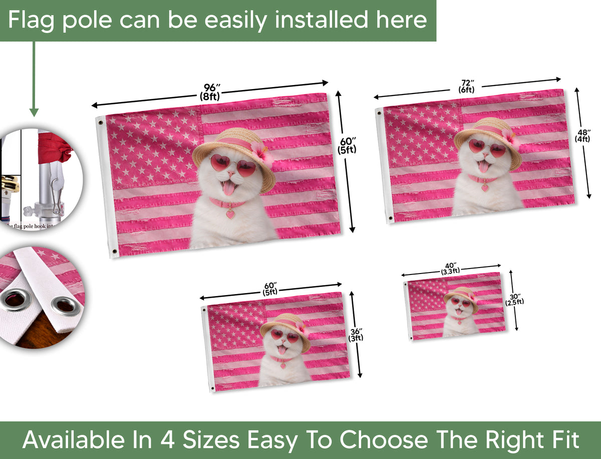 Custom Pink Distressed USA Flag Portrait Photo Collage Banner Wall Art Tapestry Piece