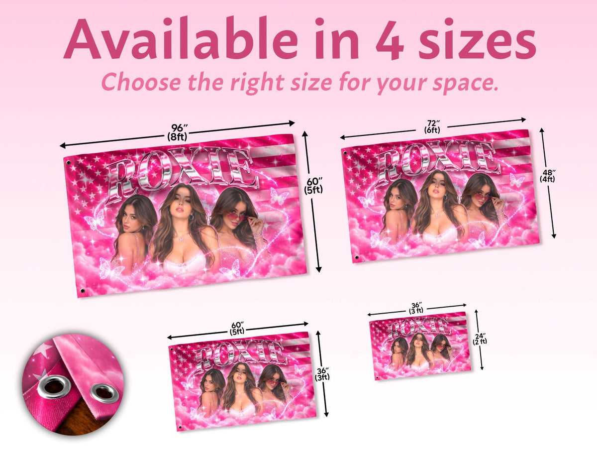 Personalized Vintage Pink Flag Custom Photo Graphic Banner Retro Wall Hanging Display - Rust Field Wear