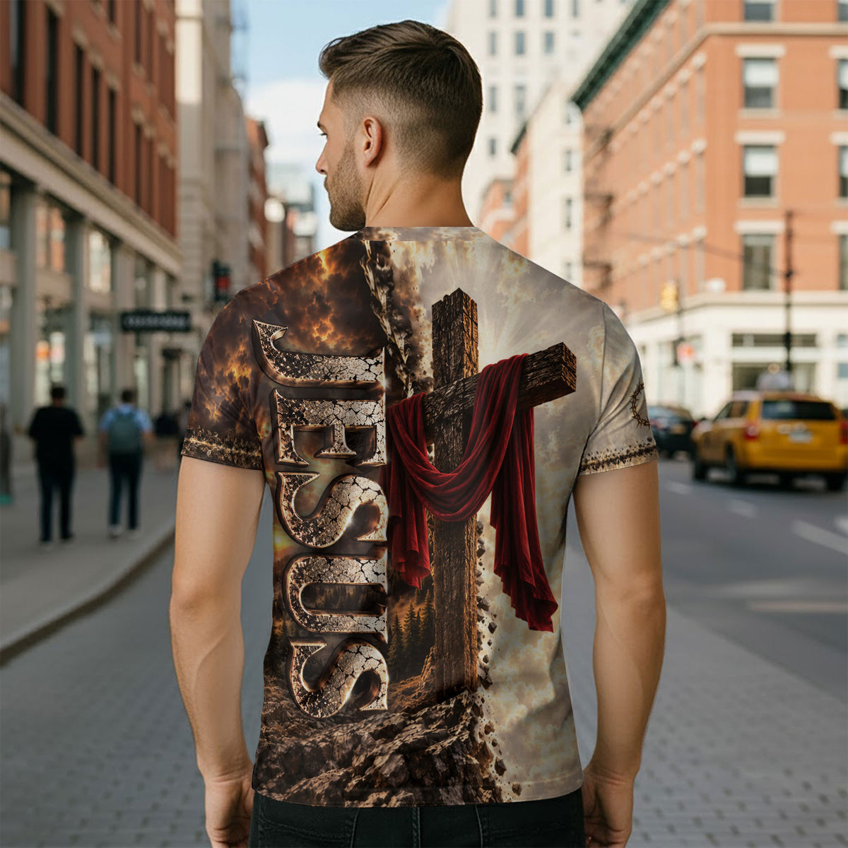 Inspirational Faith Over Fear Lion Cross Christian Graphic Athletic Team Shirt Top