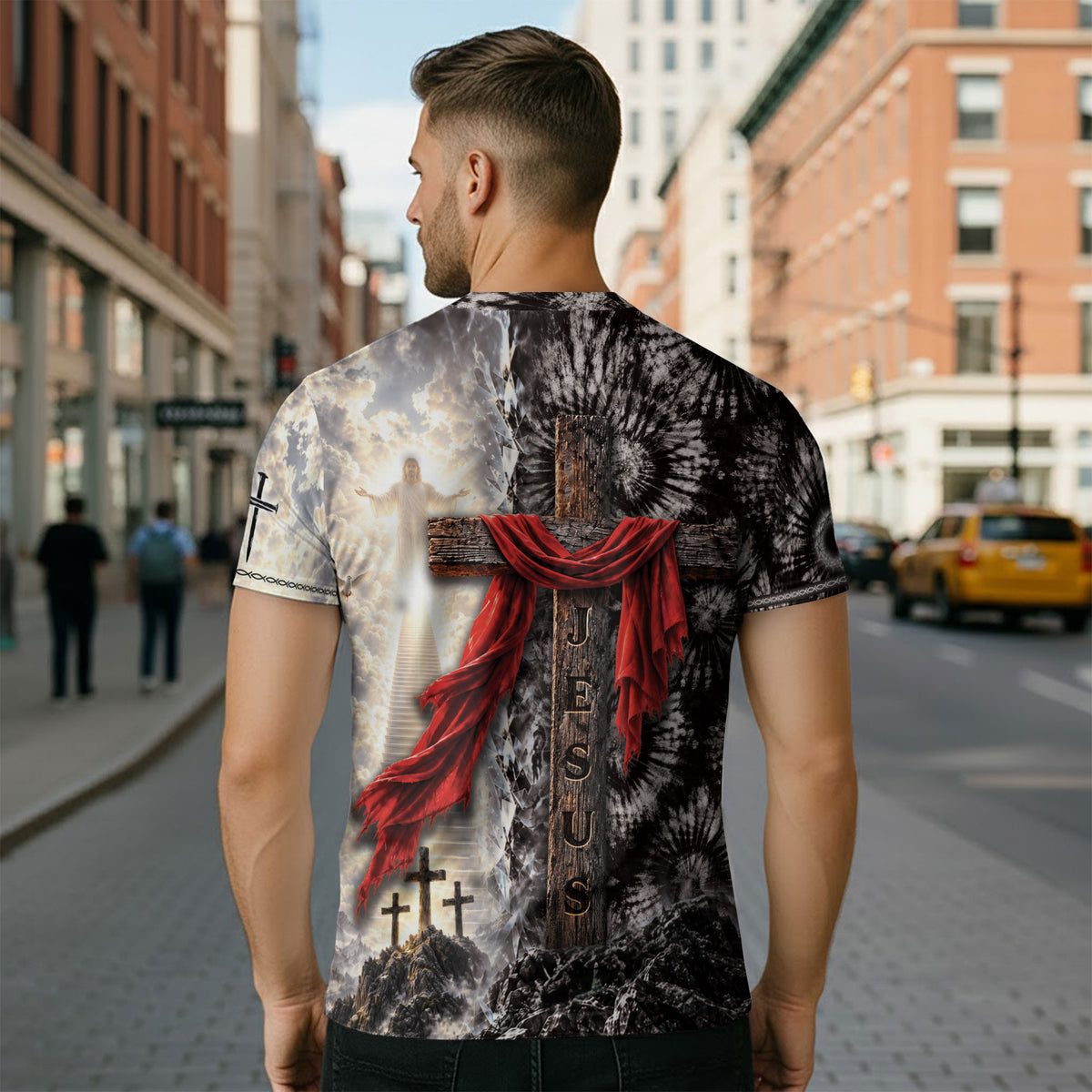 Spiritual Faith Over Fear Lion Cross Christian Graphic Athletic Team Shirt Top Garment