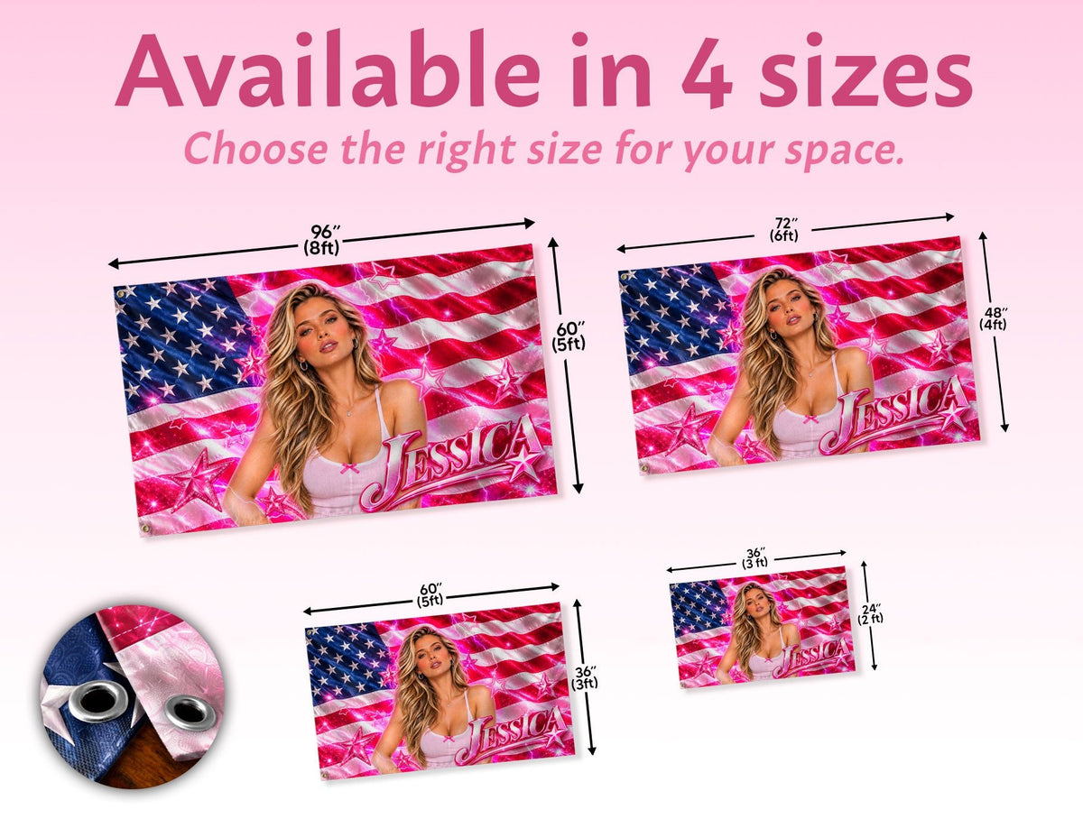 Customized Photo Flag Personalized Picture Banner Custom Name Stars Aesthetic Wall Decor - Rust Field Wear