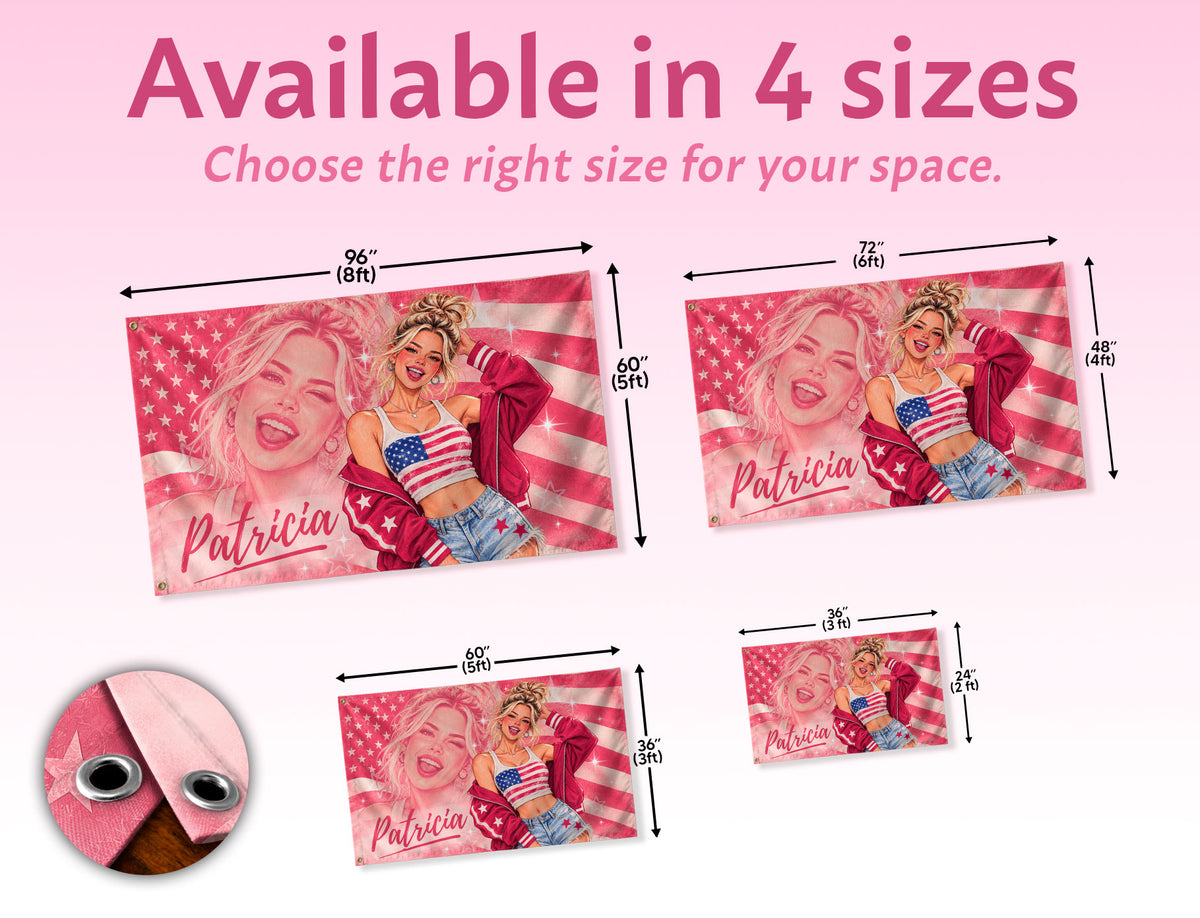 Custom Photo Flag Personalized Picture Banner Script Name Stars Art Aesthetic Decor